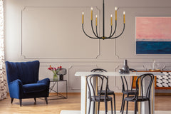Haylie 6 Light Chandelier Matte Black + Olde Brass