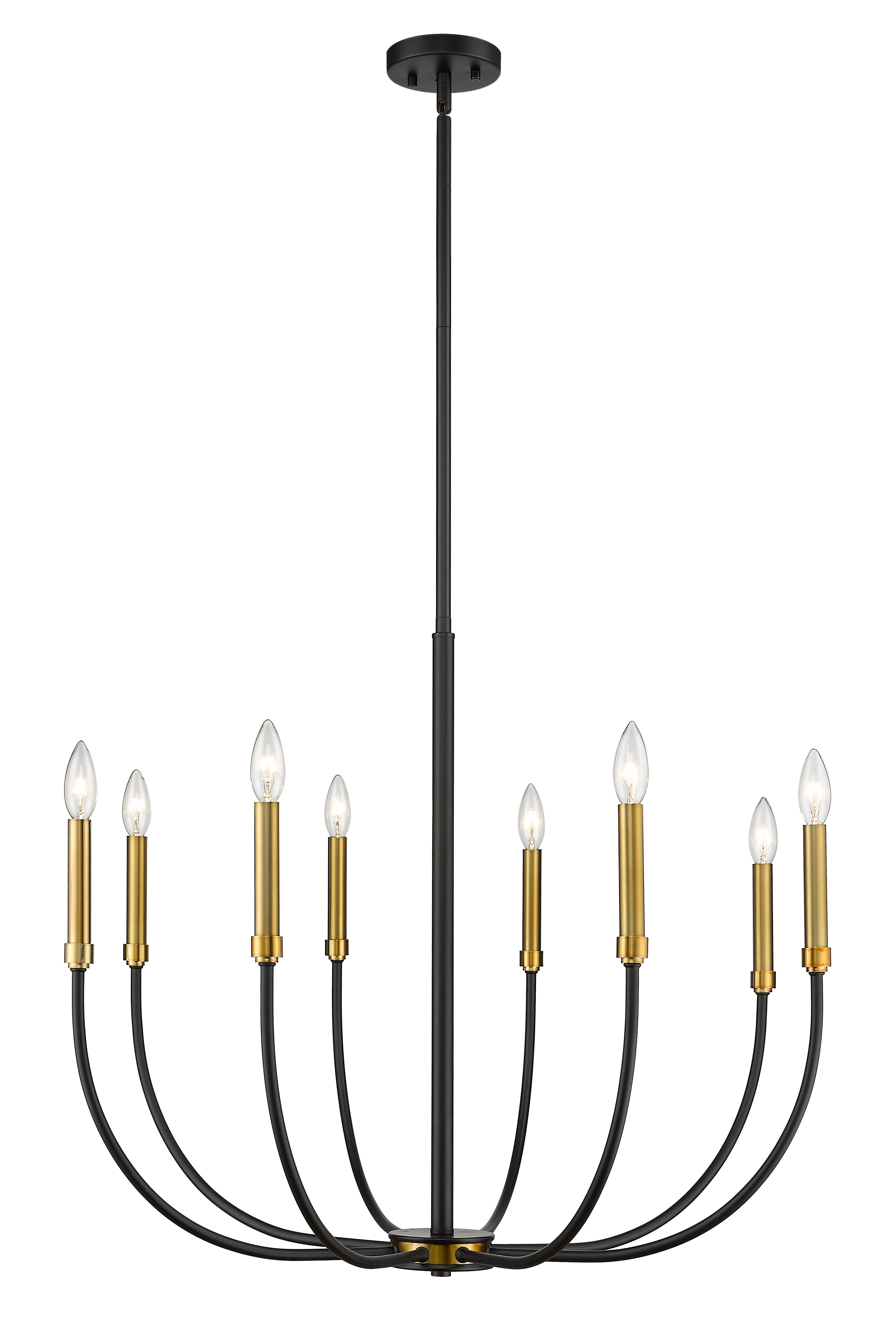 Haylie 8 Light Chandelier Matte Black + Olde Brass
