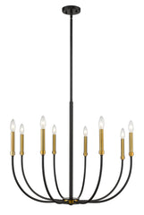 Haylie 8 Light Chandelier Matte Black + Olde Brass