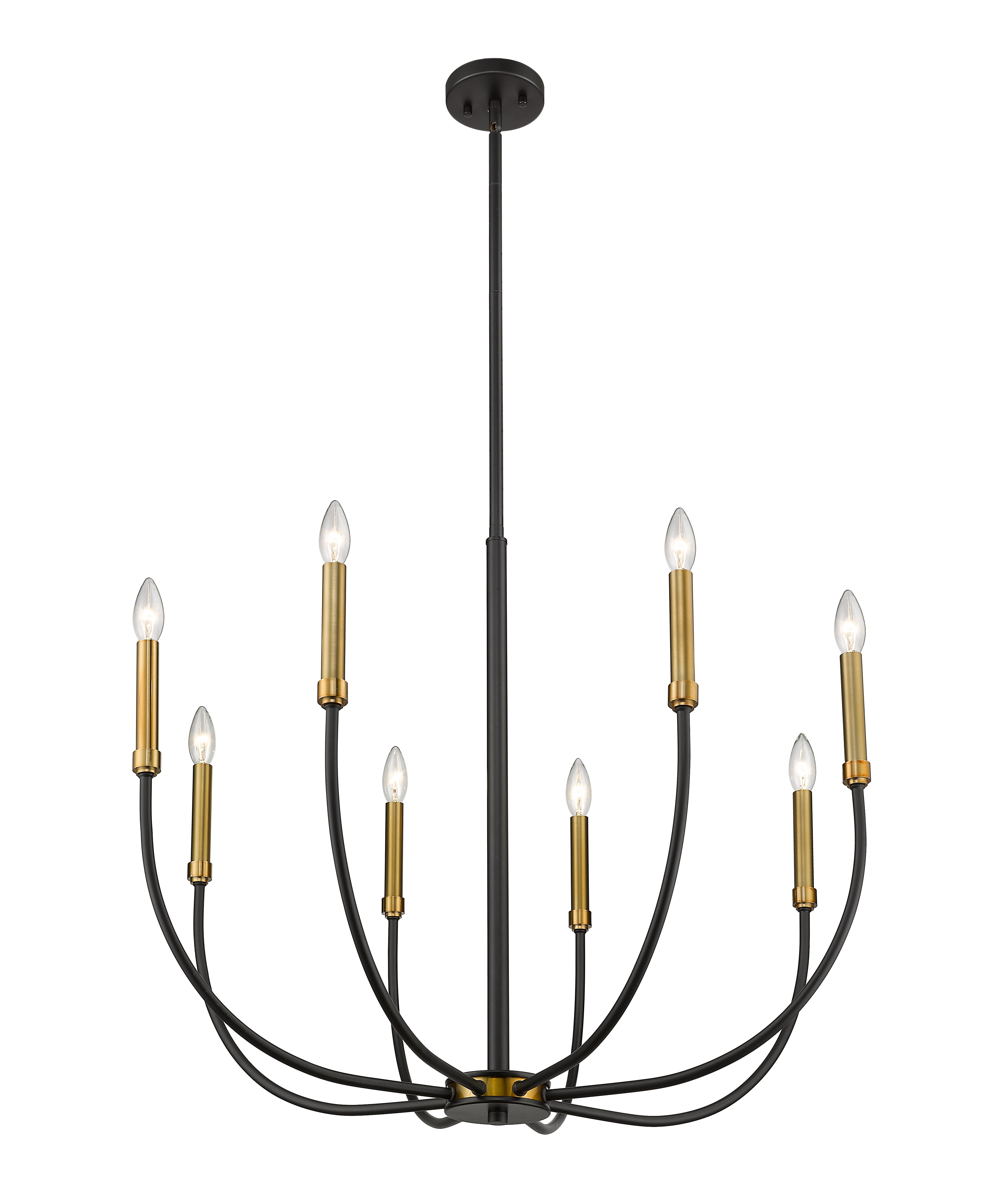 Haylie 8 Light Chandelier Matte Black + Olde Brass