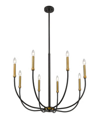 Haylie 8 Light Chandelier Matte Black + Olde Brass