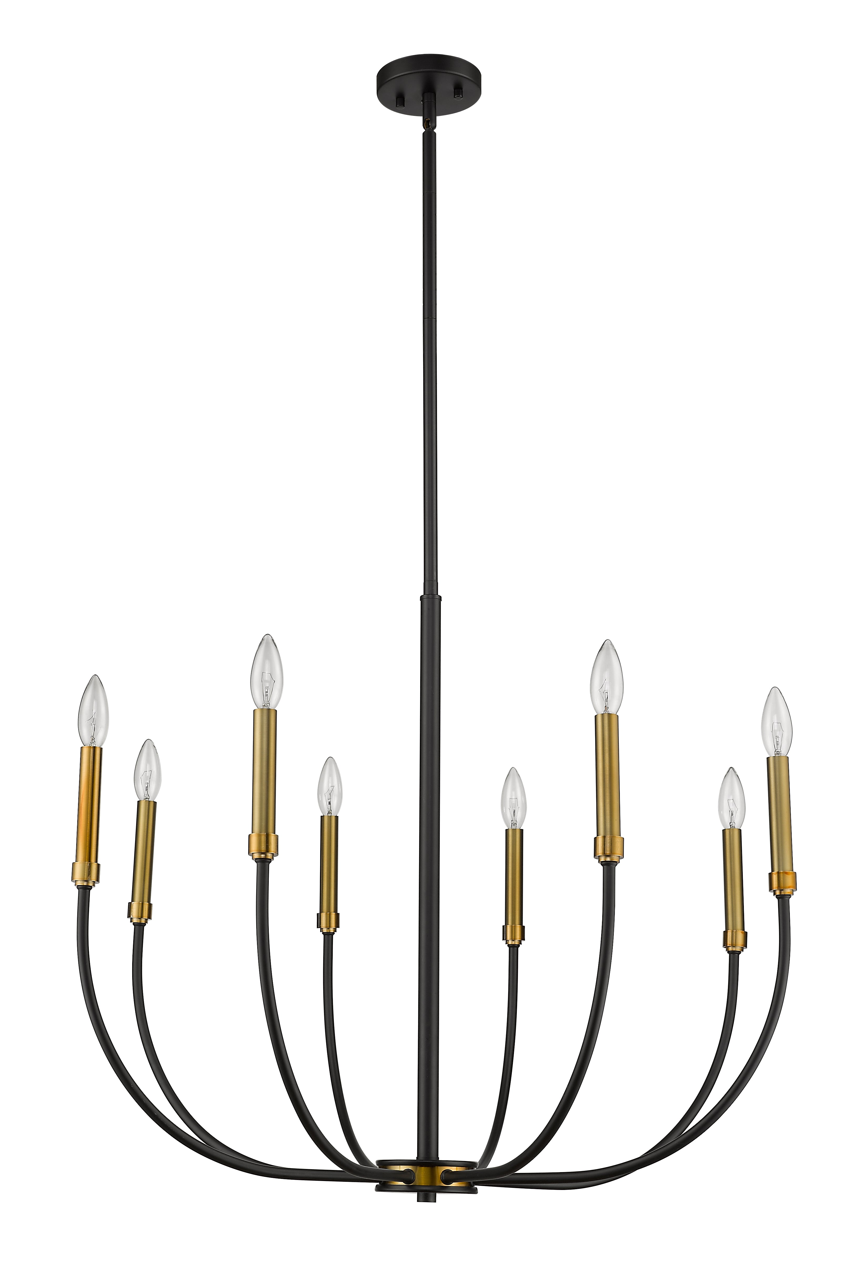 Haylie 8 Light Chandelier Matte Black + Olde Brass