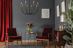 Haylie 8 Light Chandelier Matte Black + Olde Brass