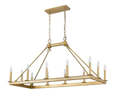 Barclay 12 Light Linear Chandelier Olde Brass