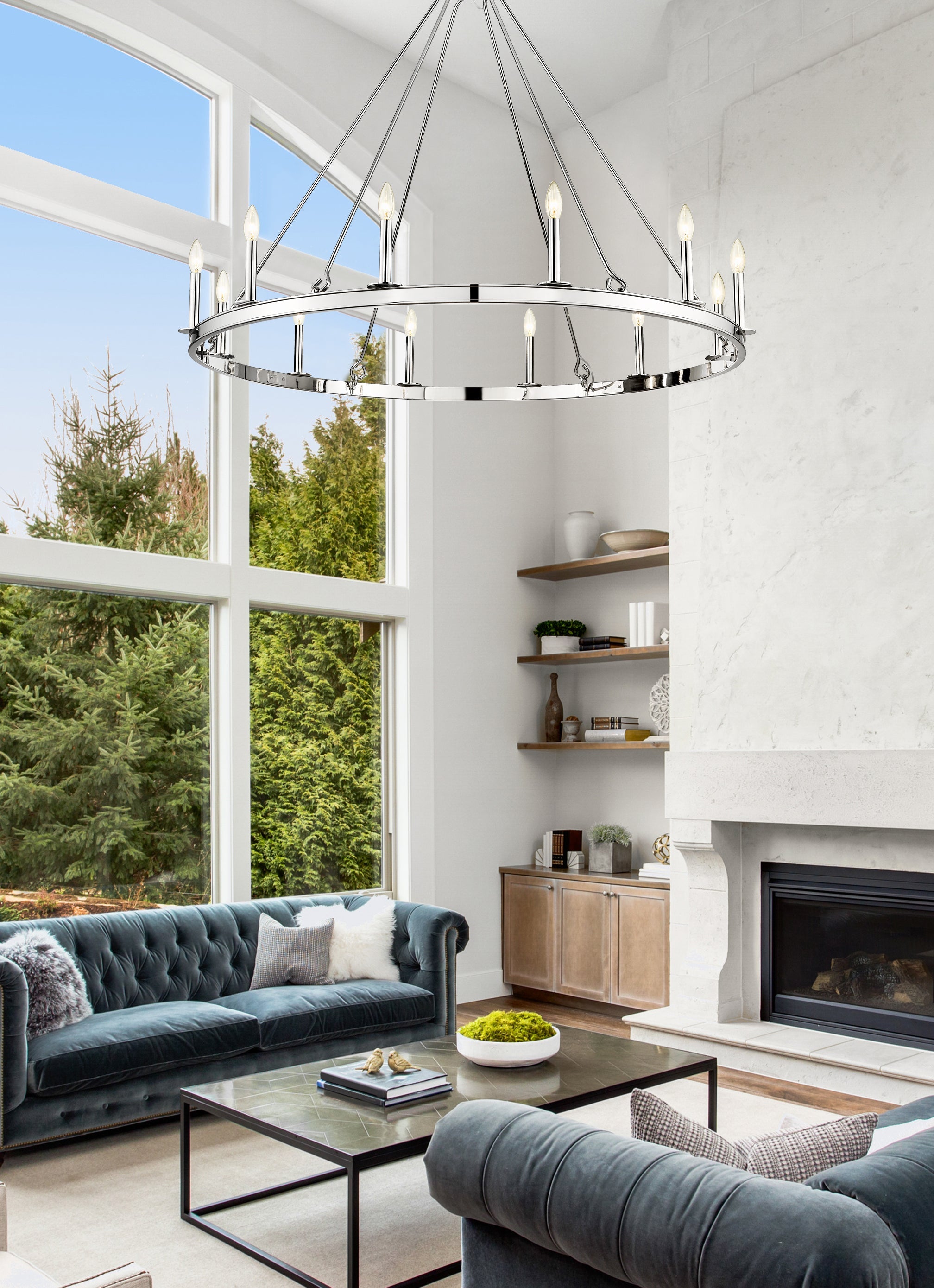 Barclay 12 Light Chandelier Polished Nickel