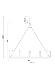 Barclay 12 Light Chandelier Rubbed Brass