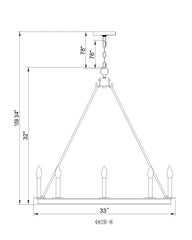 Barclay 8 Light Chandelier Rubbed Brass
