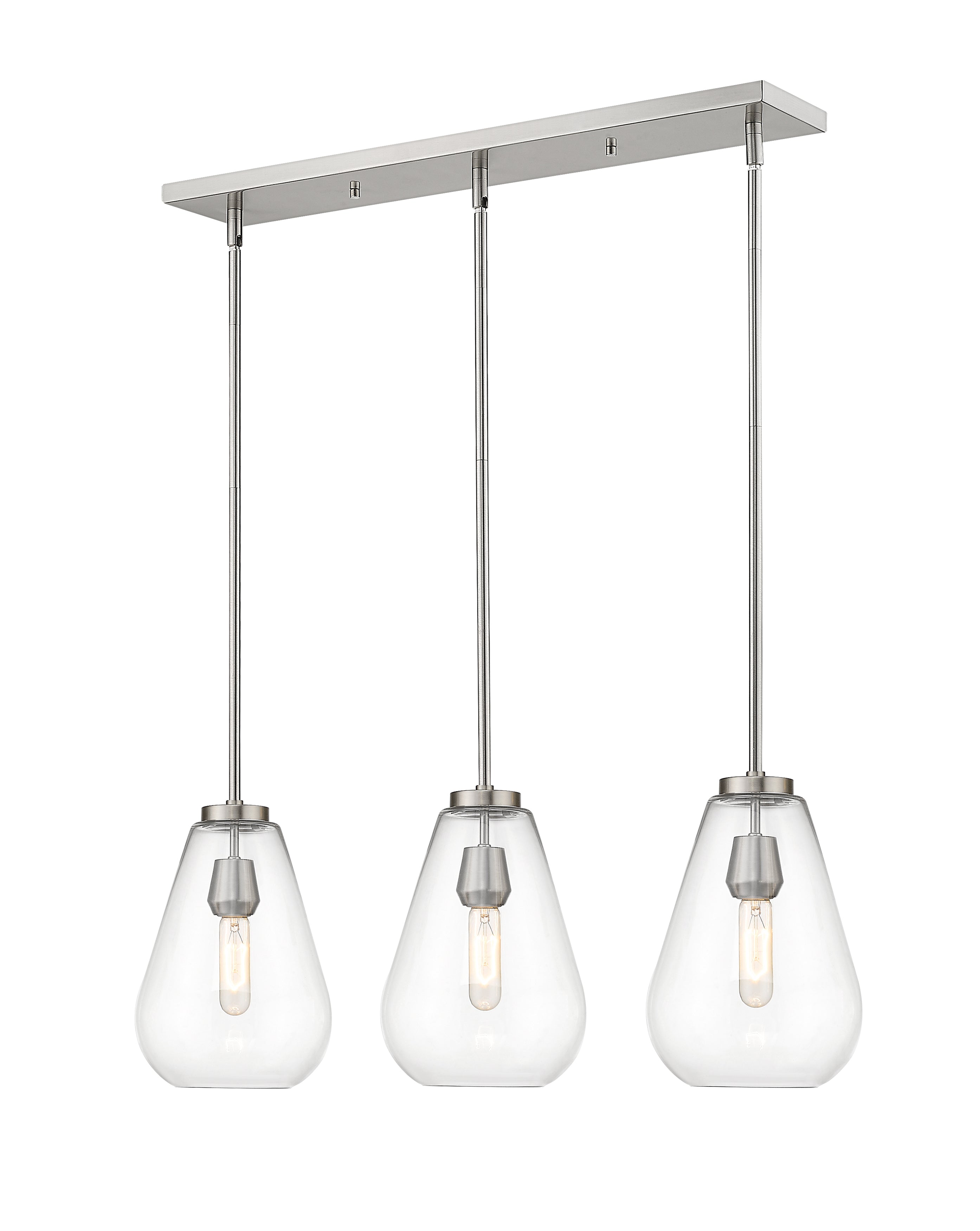 Ayra 3 Light Linear Chandelier Brushed Nickel