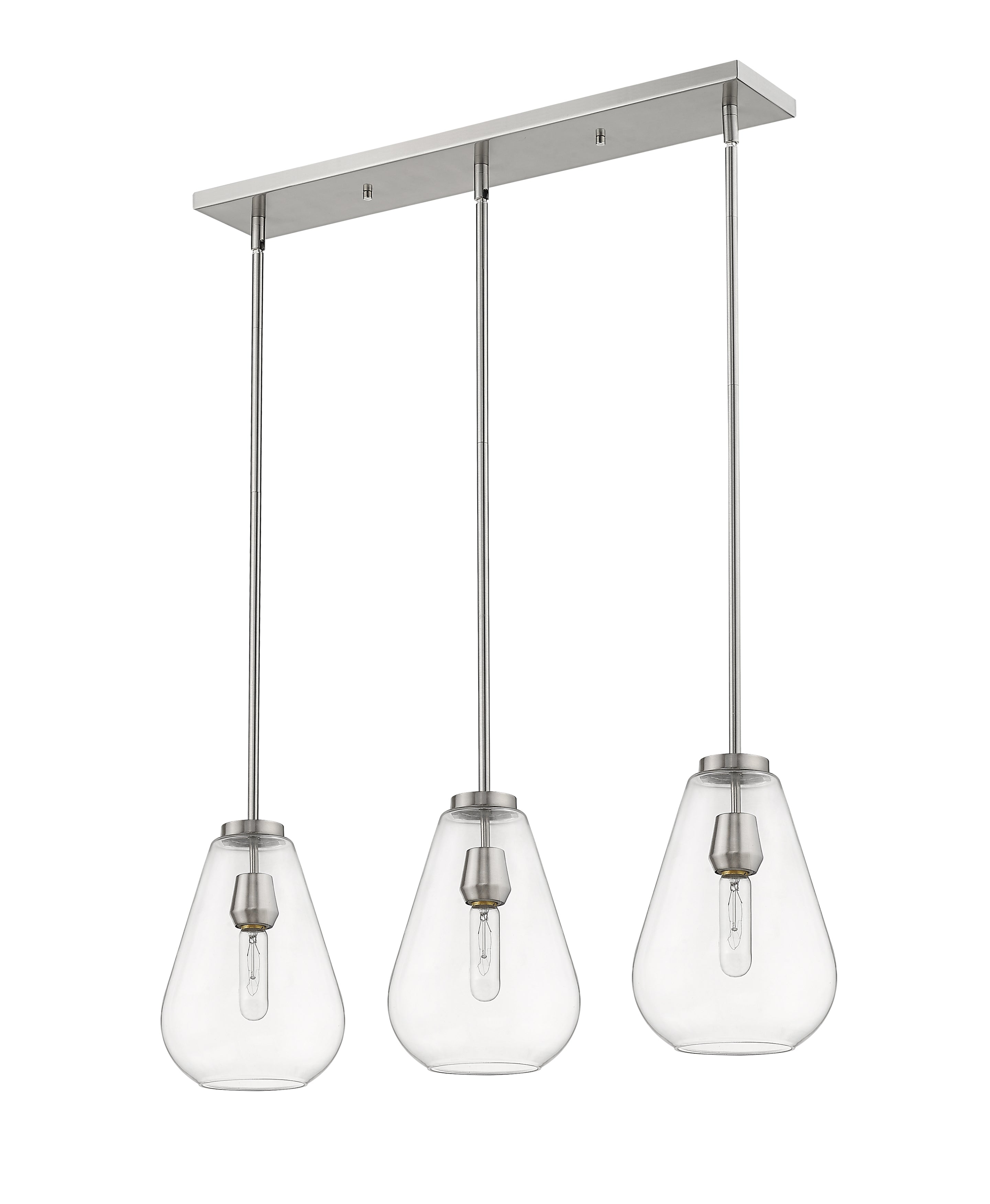 Ayra 3 Light Linear Chandelier Brushed Nickel