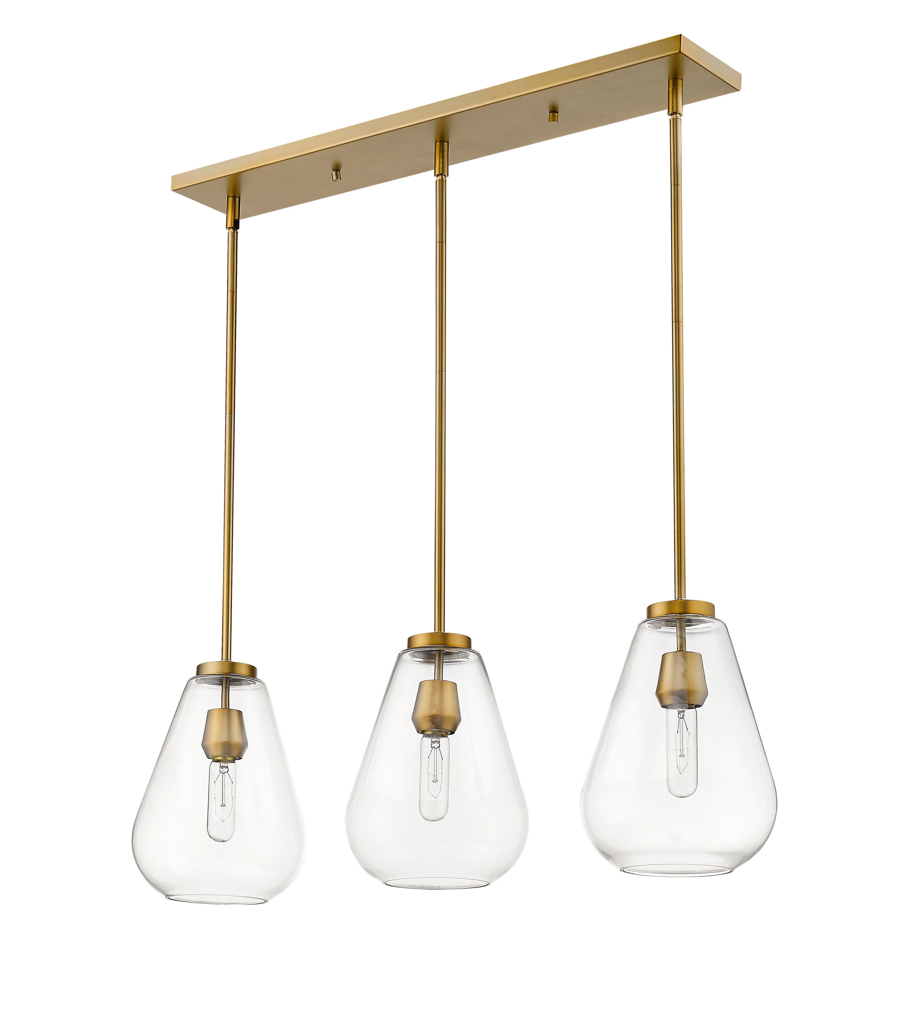 Ayra 3 Light Linear Chandelier Olde Brass