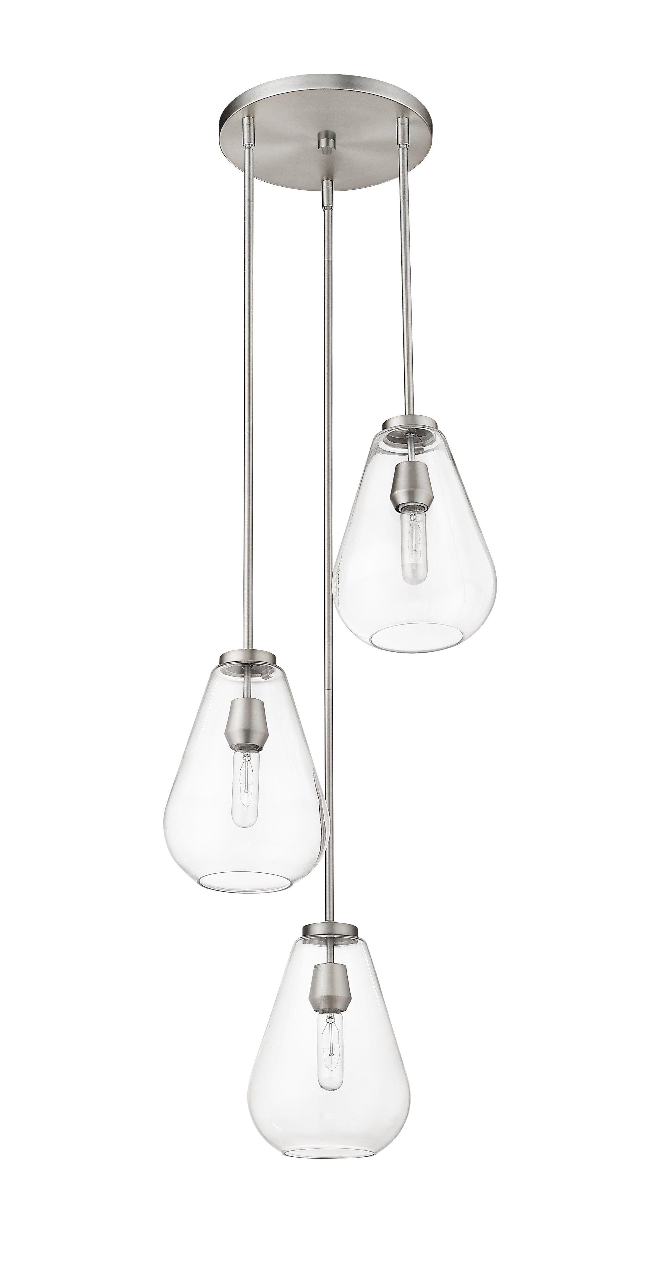 Ayra 3 Light Chandelier Brushed Nickel