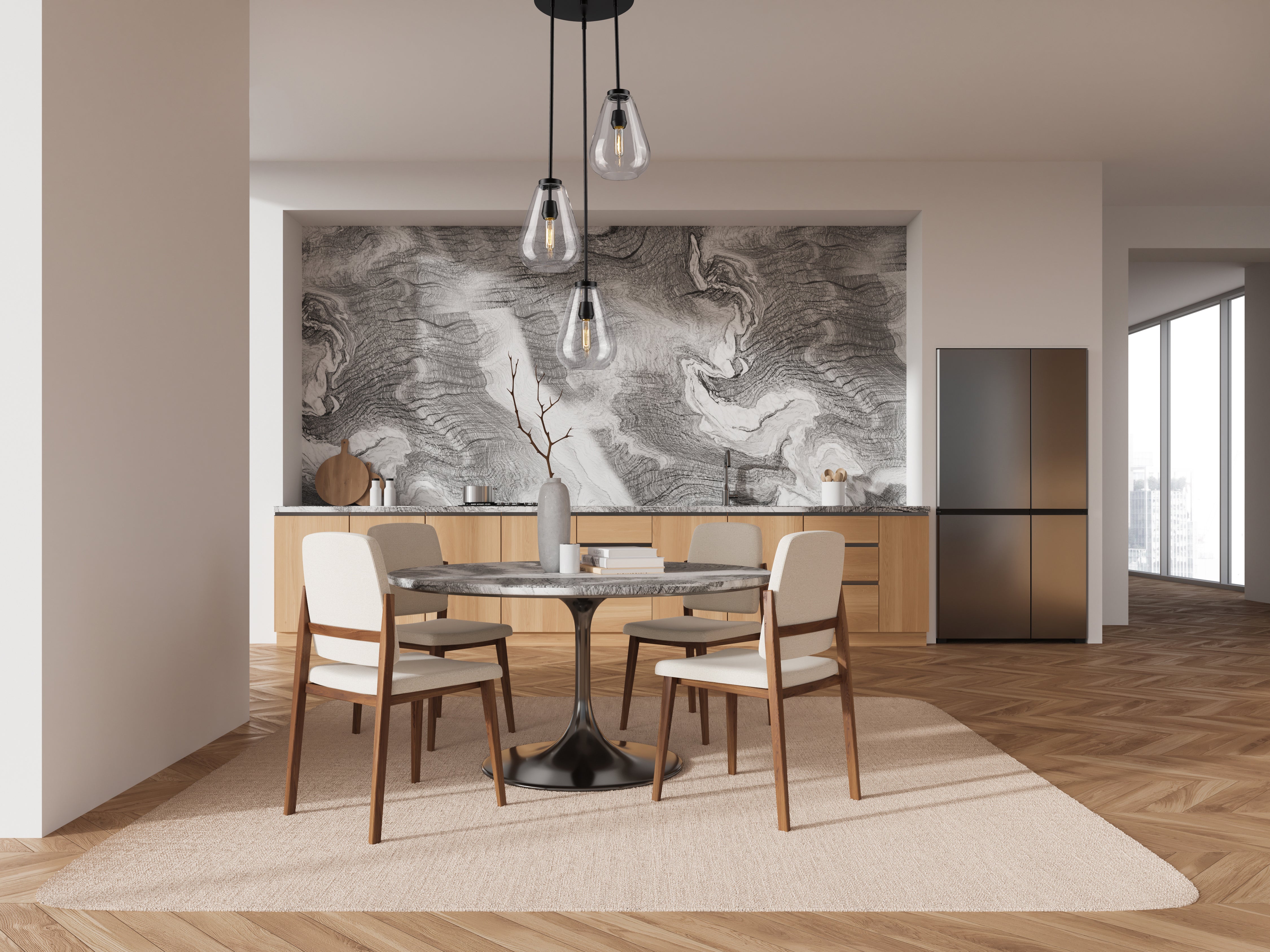 Ayra 3 Light Chandelier Matte Black