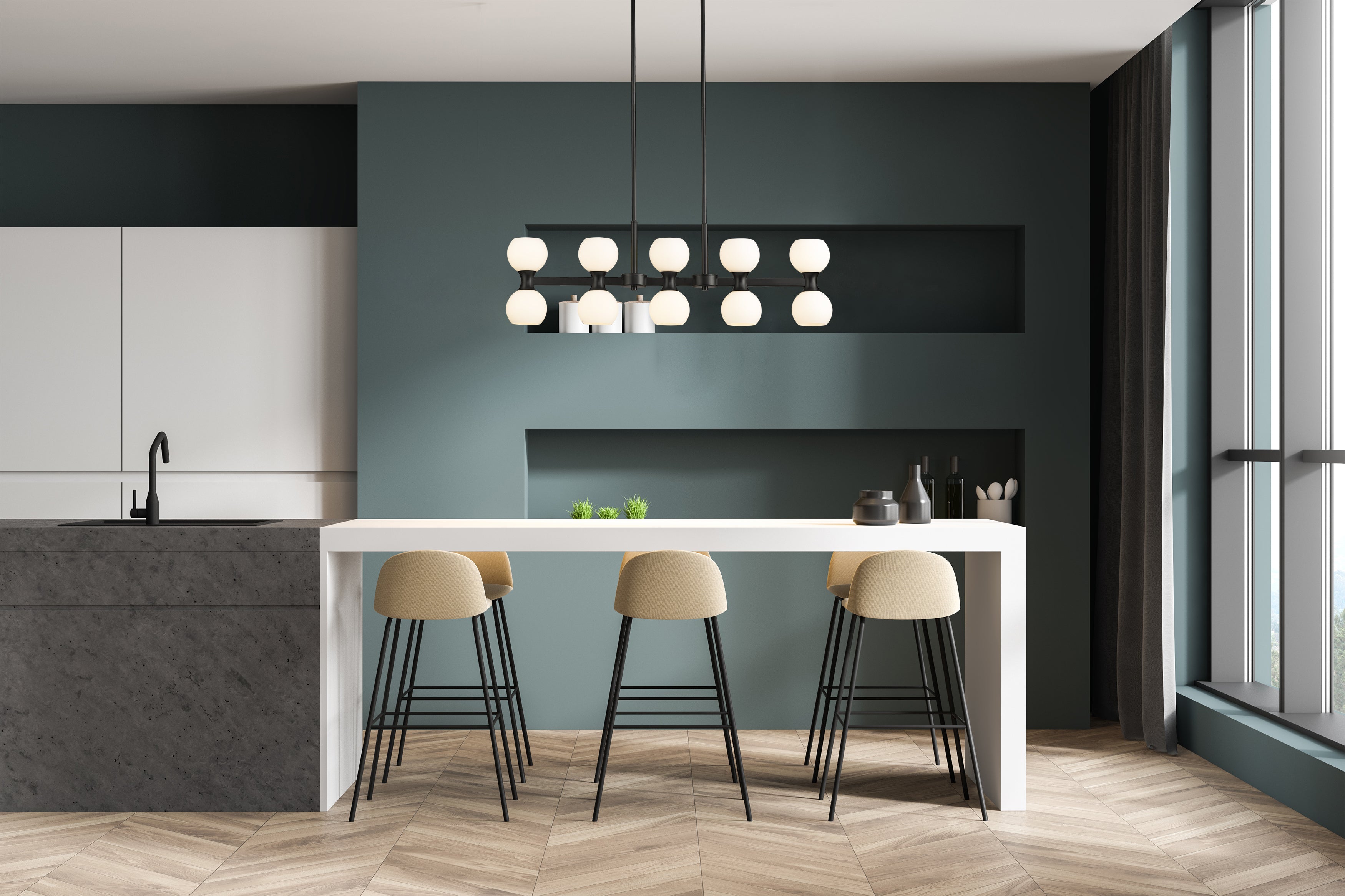 Artemis 10 Light Linear Chandelier Matte Black