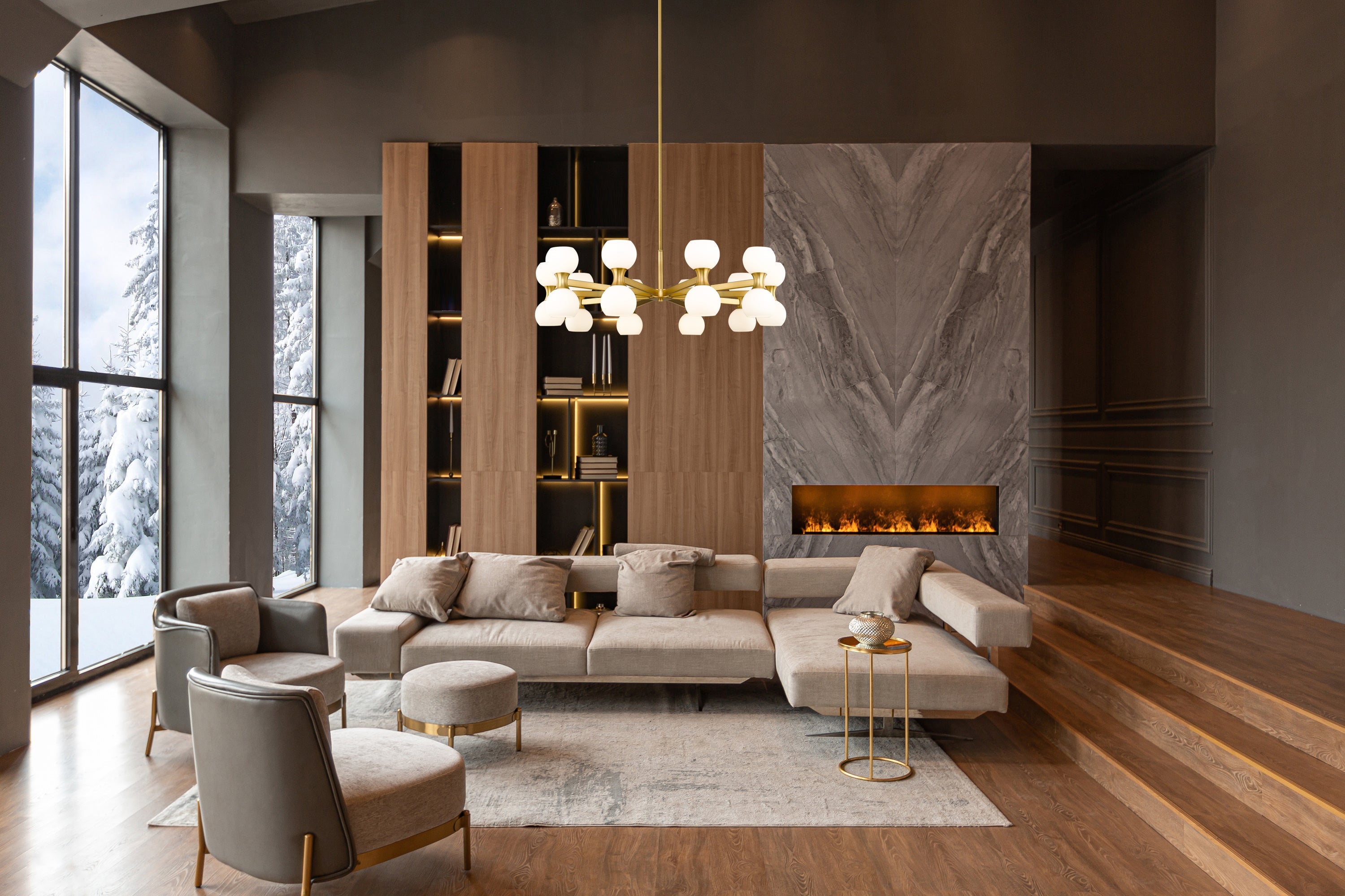 Artemis 20 Light Chandelier Modern Gold