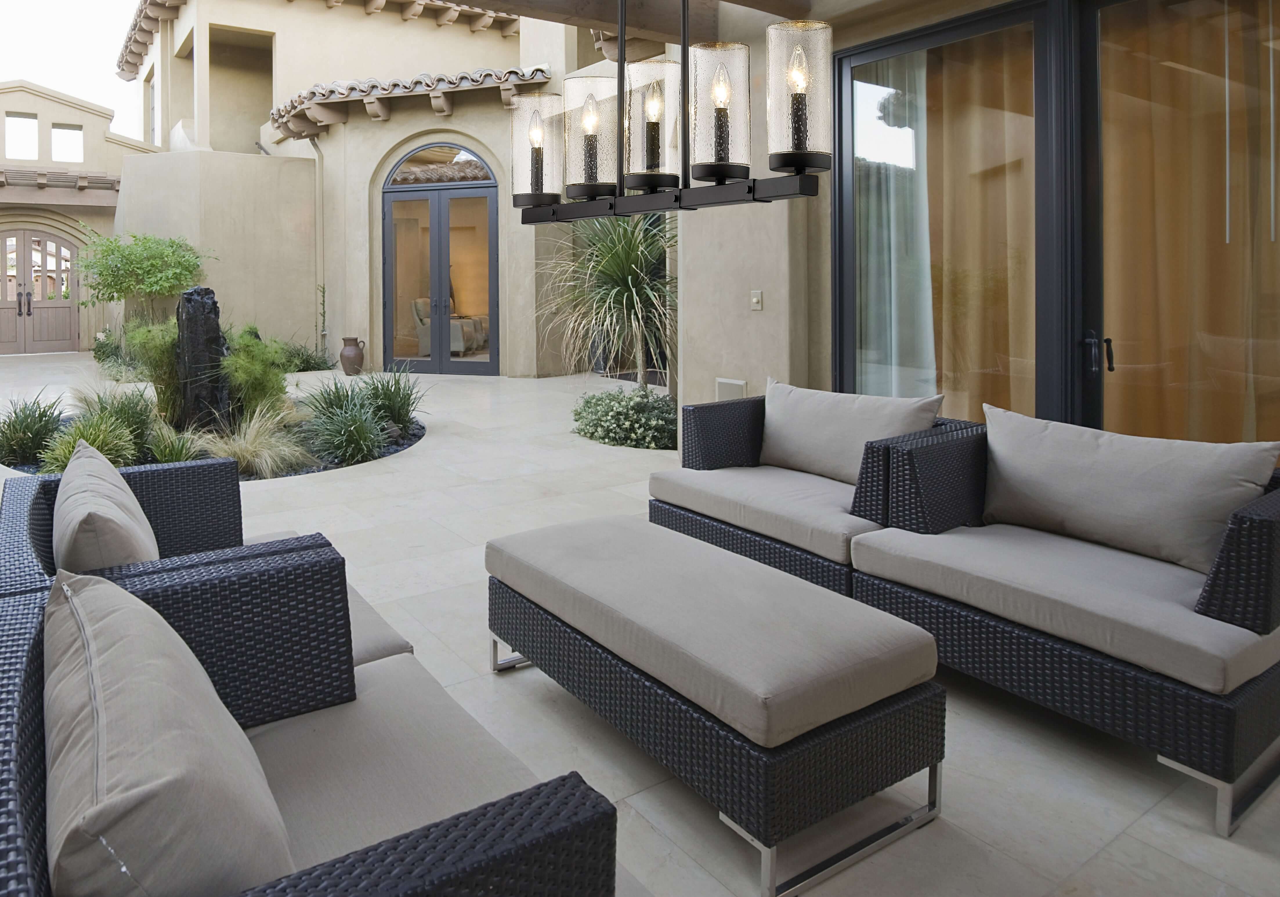 Marlow 5 Light Outdoor Linear Chandelier Matte Black