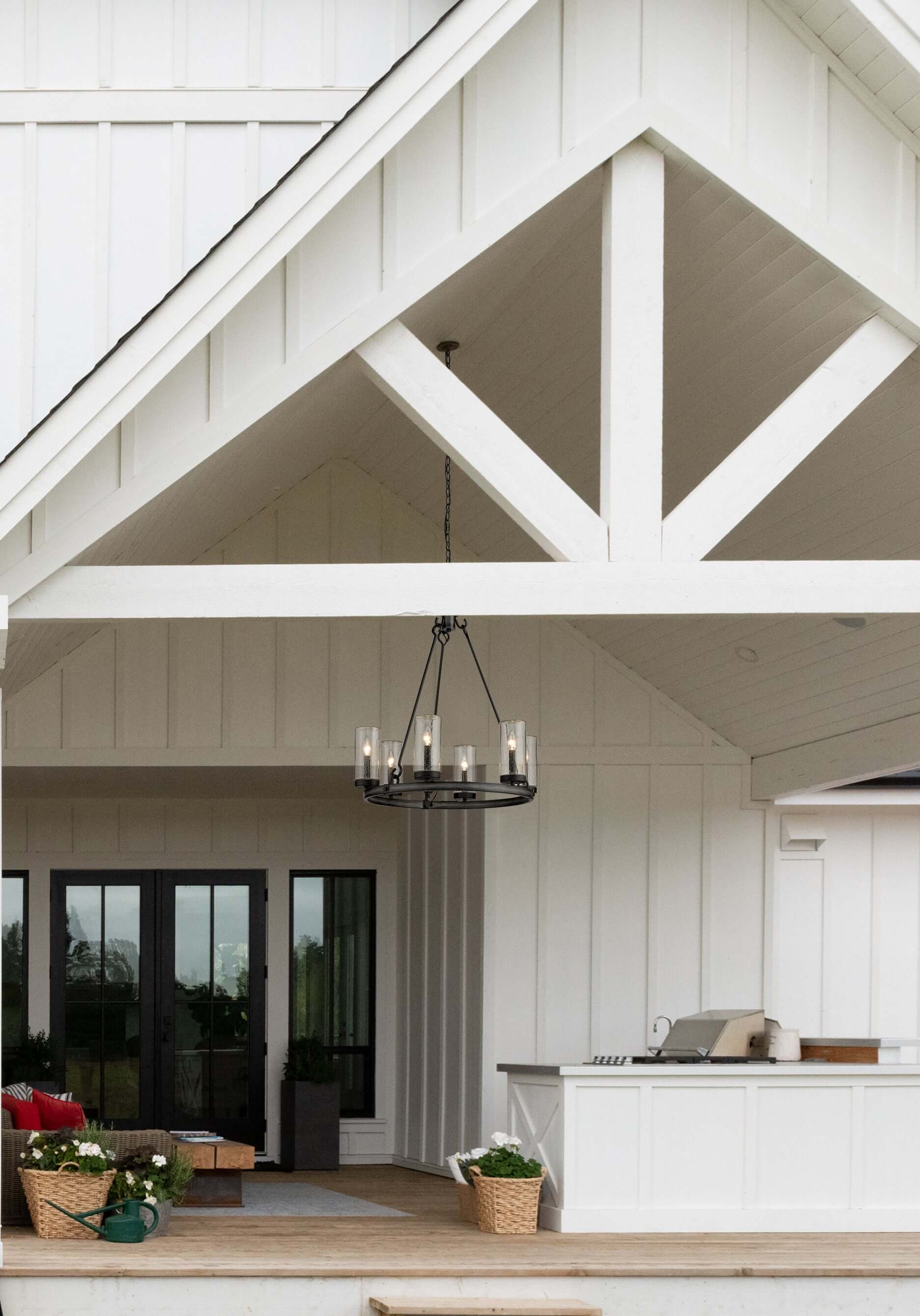 Marlow 6 Light Outdoor Chandelier Ashen Barnboard