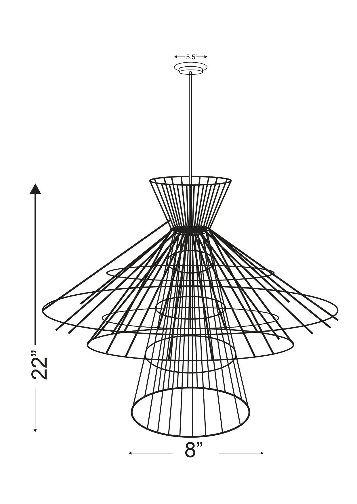 Alito 6 Light Chandelier Matte Black