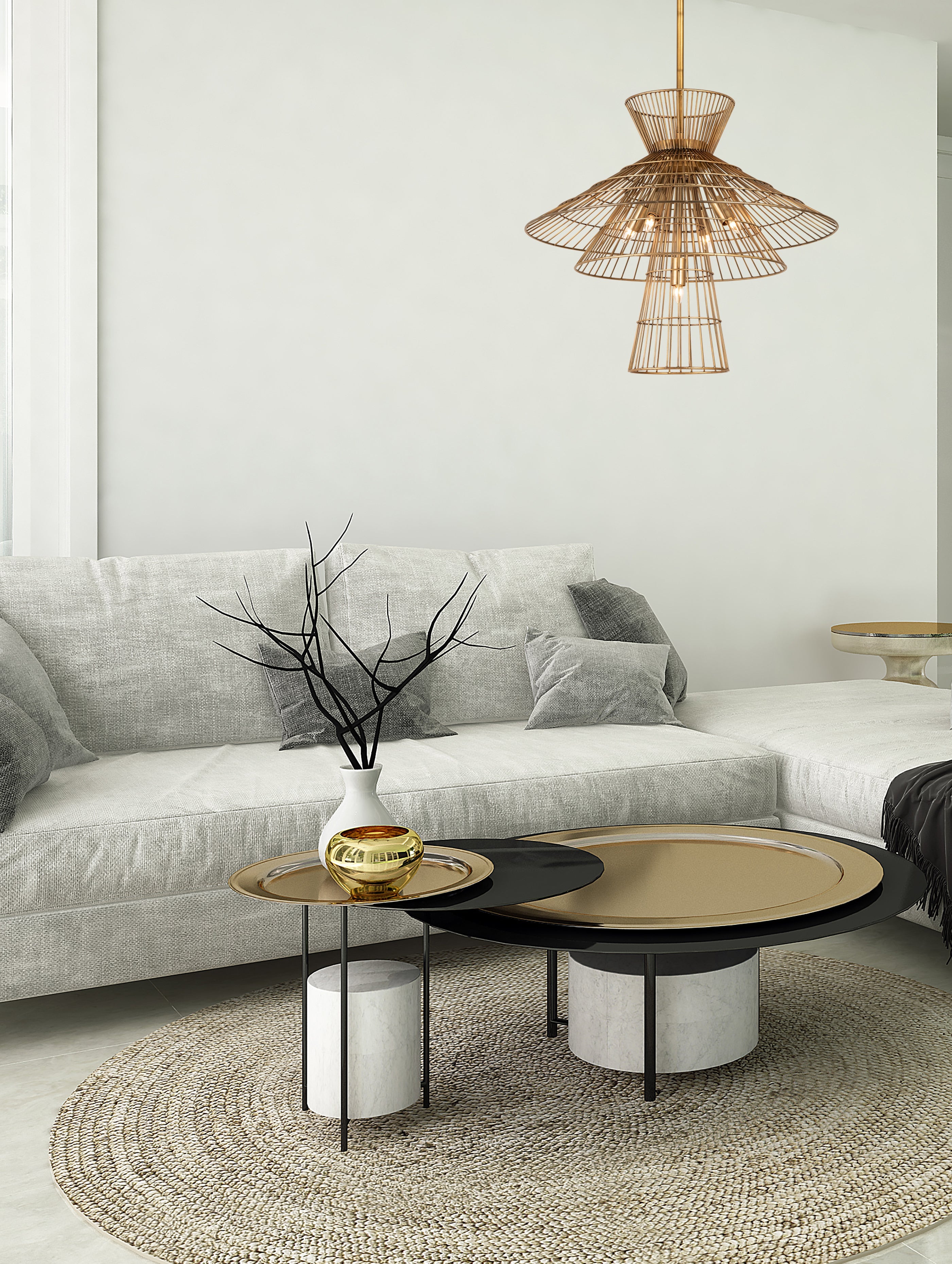 Alito 6 Light Chandelier Rubbed Brass