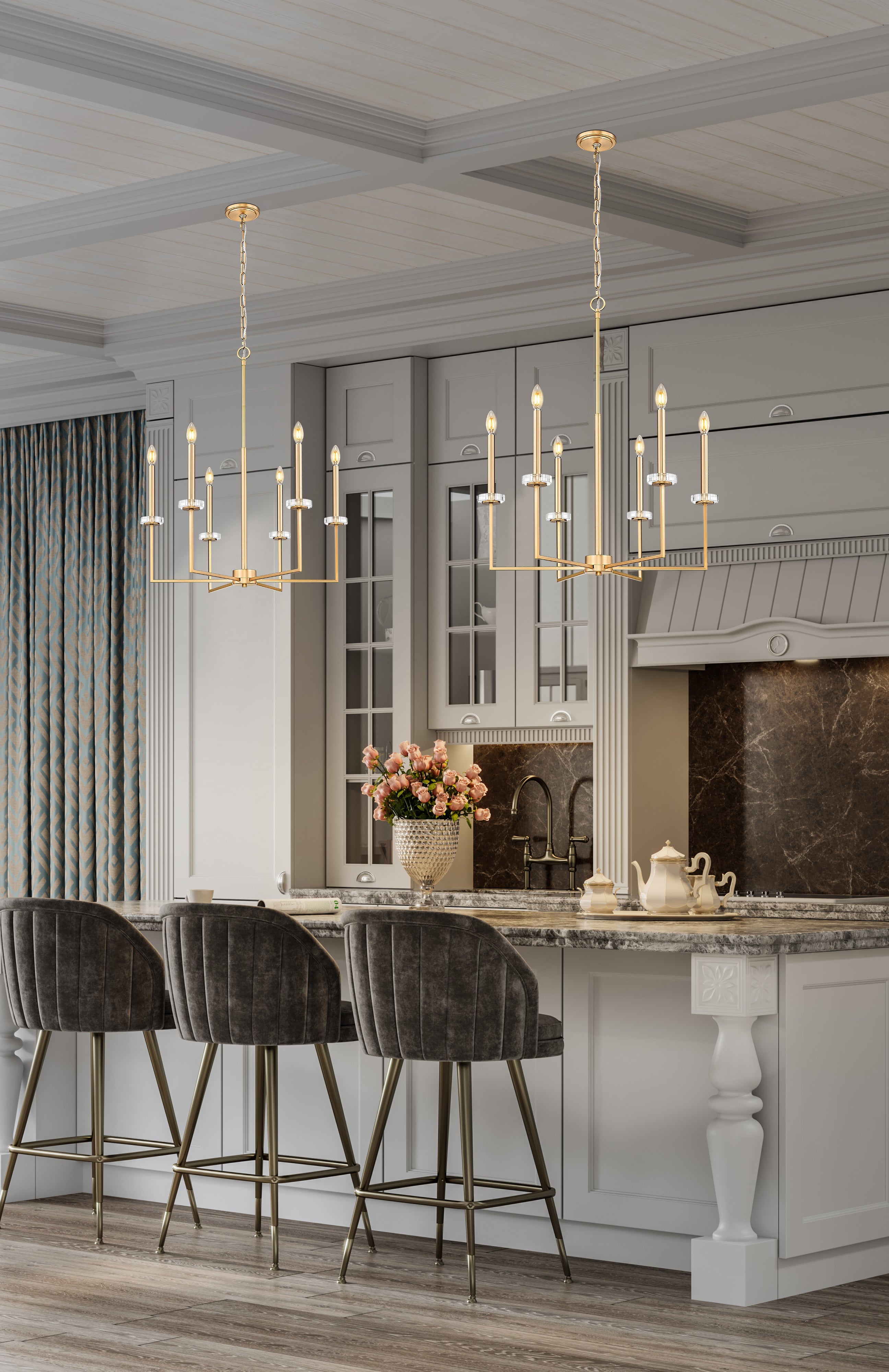 Gaultier 6 Light Chandelier Modern Gold