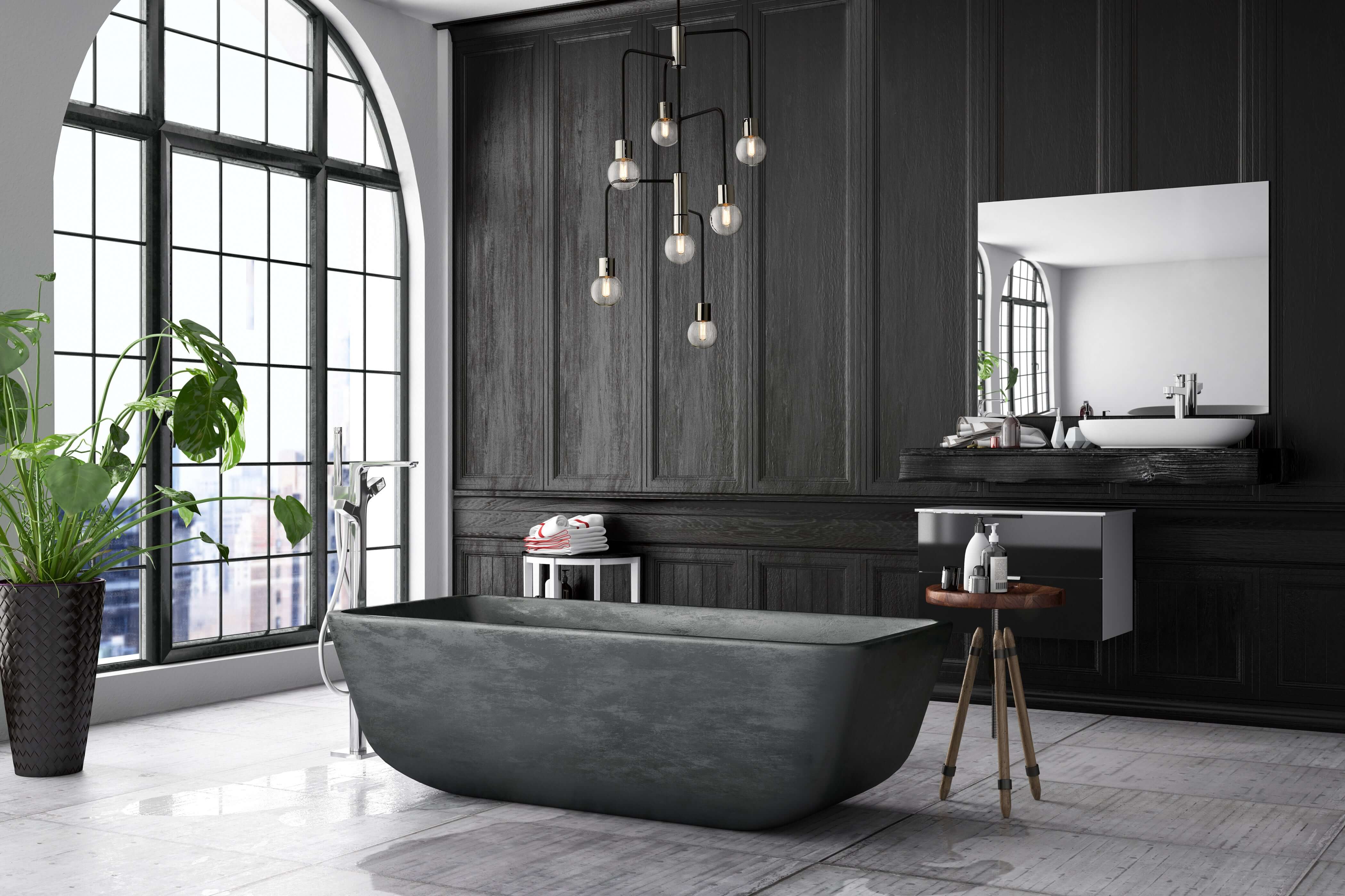 Neutra 7 Light Chandelier Matte Black + Polished Nickel