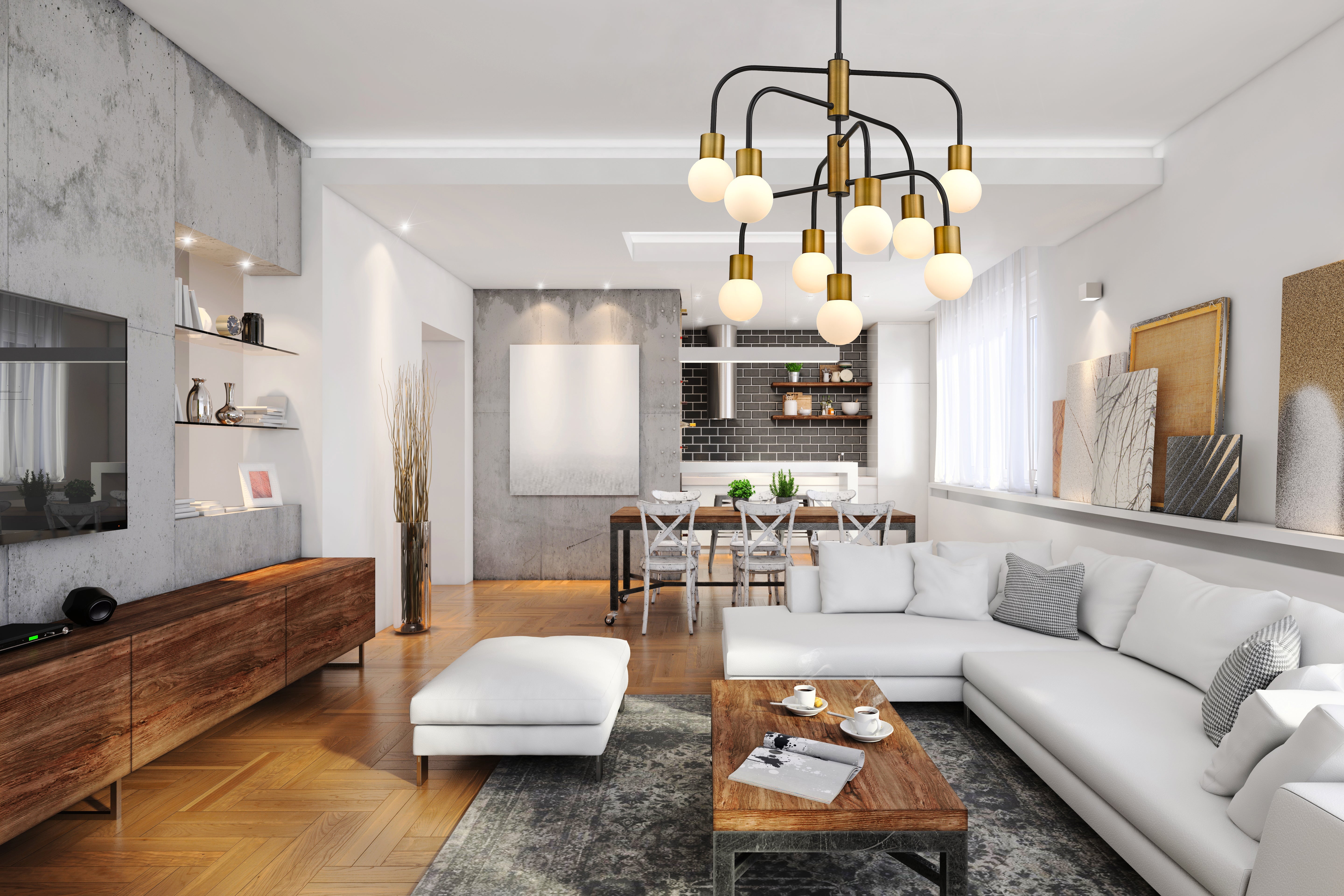 Neutra 9 Light Chandelier Matte Black + Foundry Brass