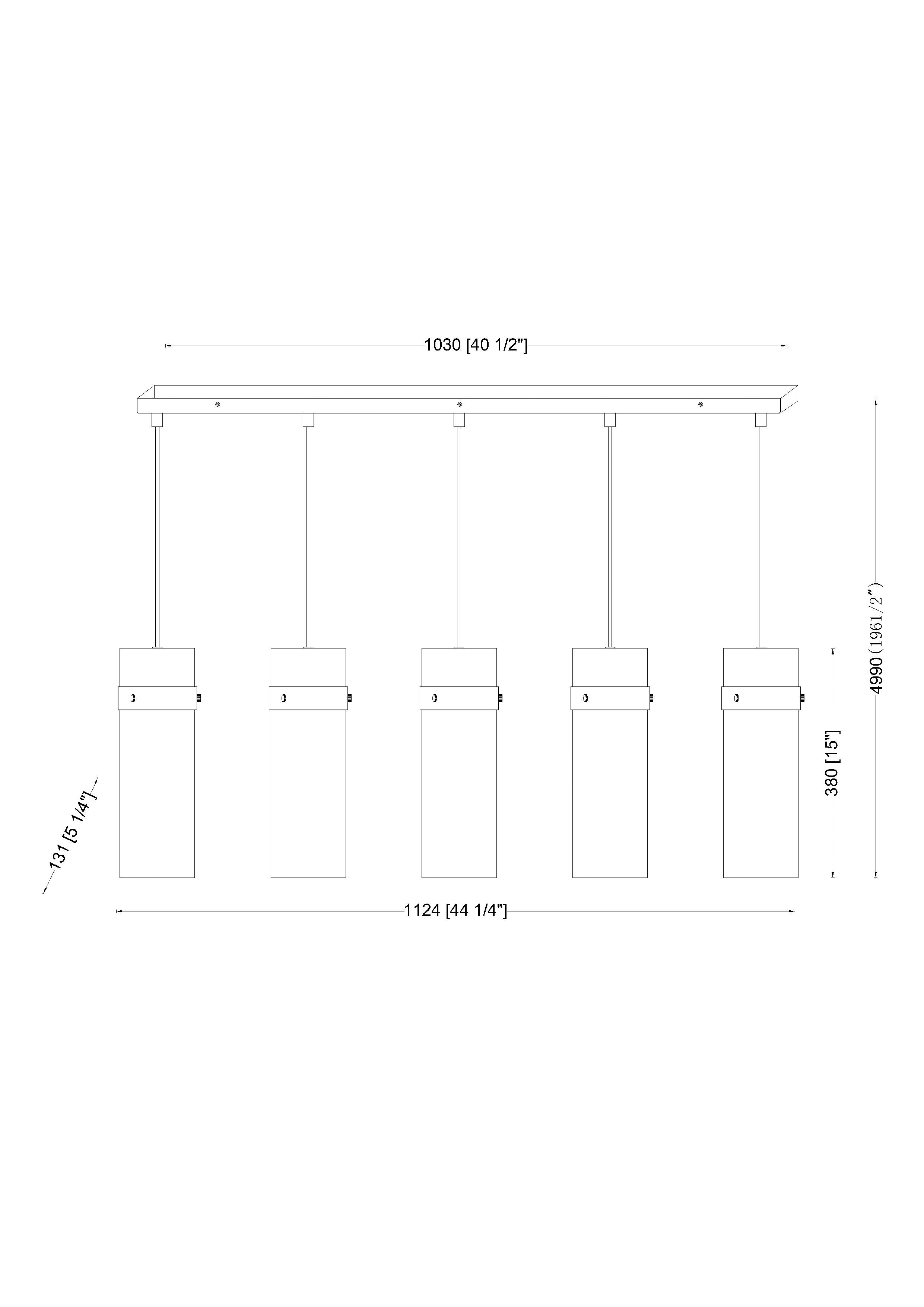 Fontaine 5 Light Linear Chandelier Rubbed Brass