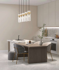 Fontaine 5 Light Linear Chandelier Rubbed Brass