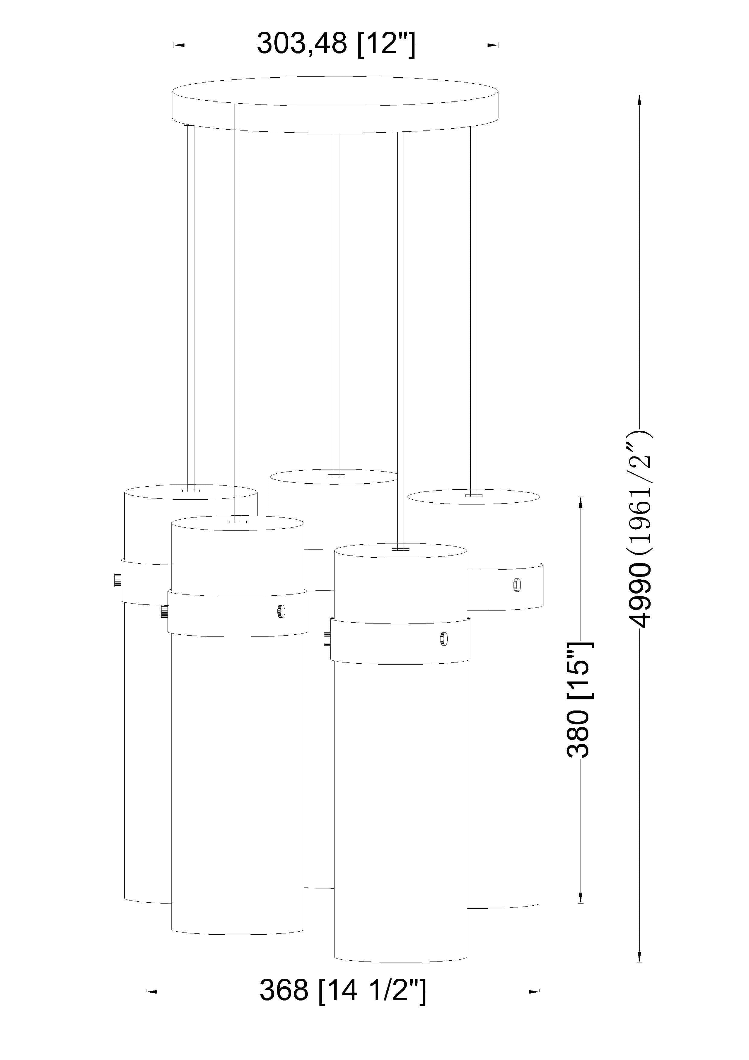 Fontaine 5 Light Chandelier Rubbed Brass