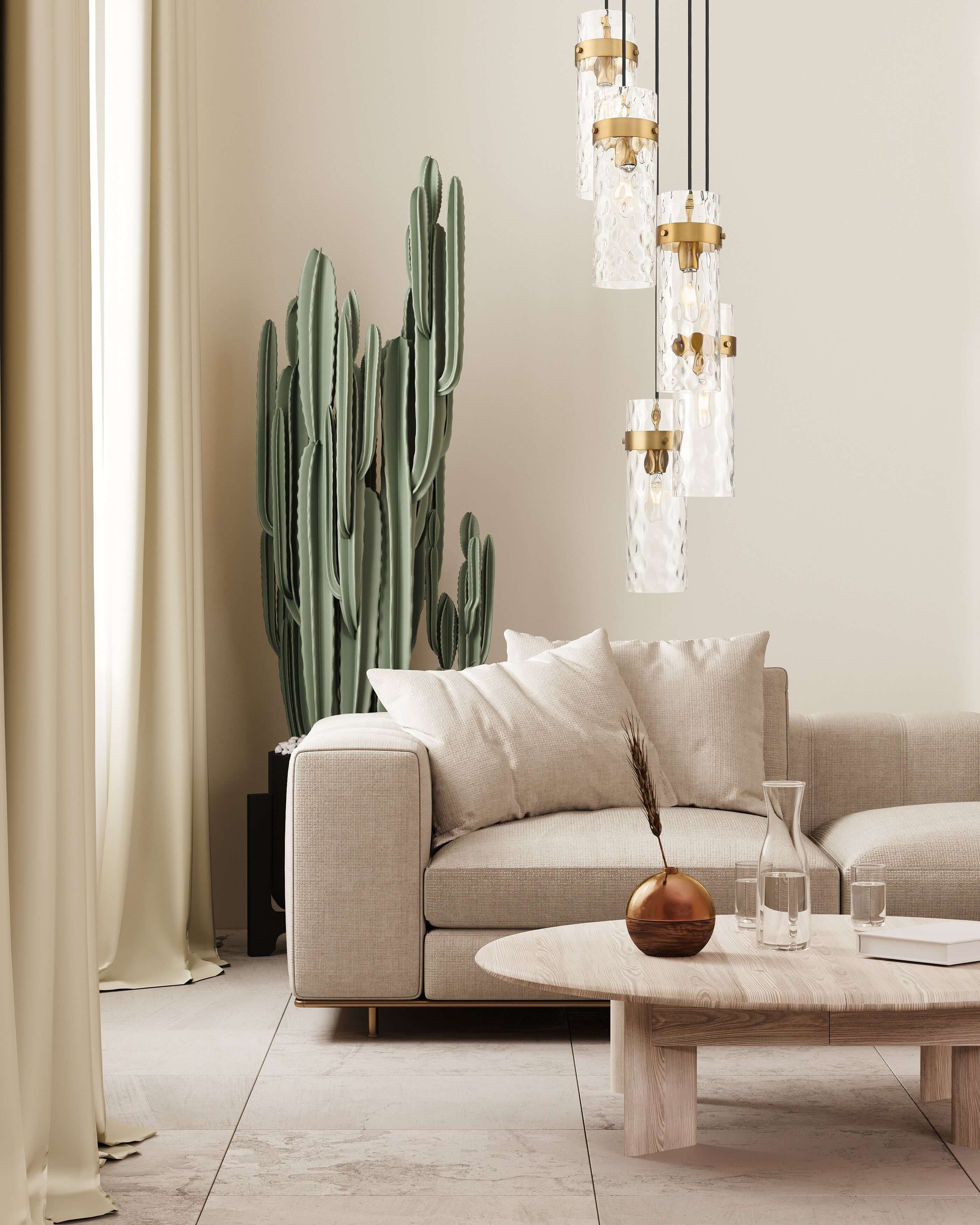Fontaine 5 Light Chandelier Rubbed Brass