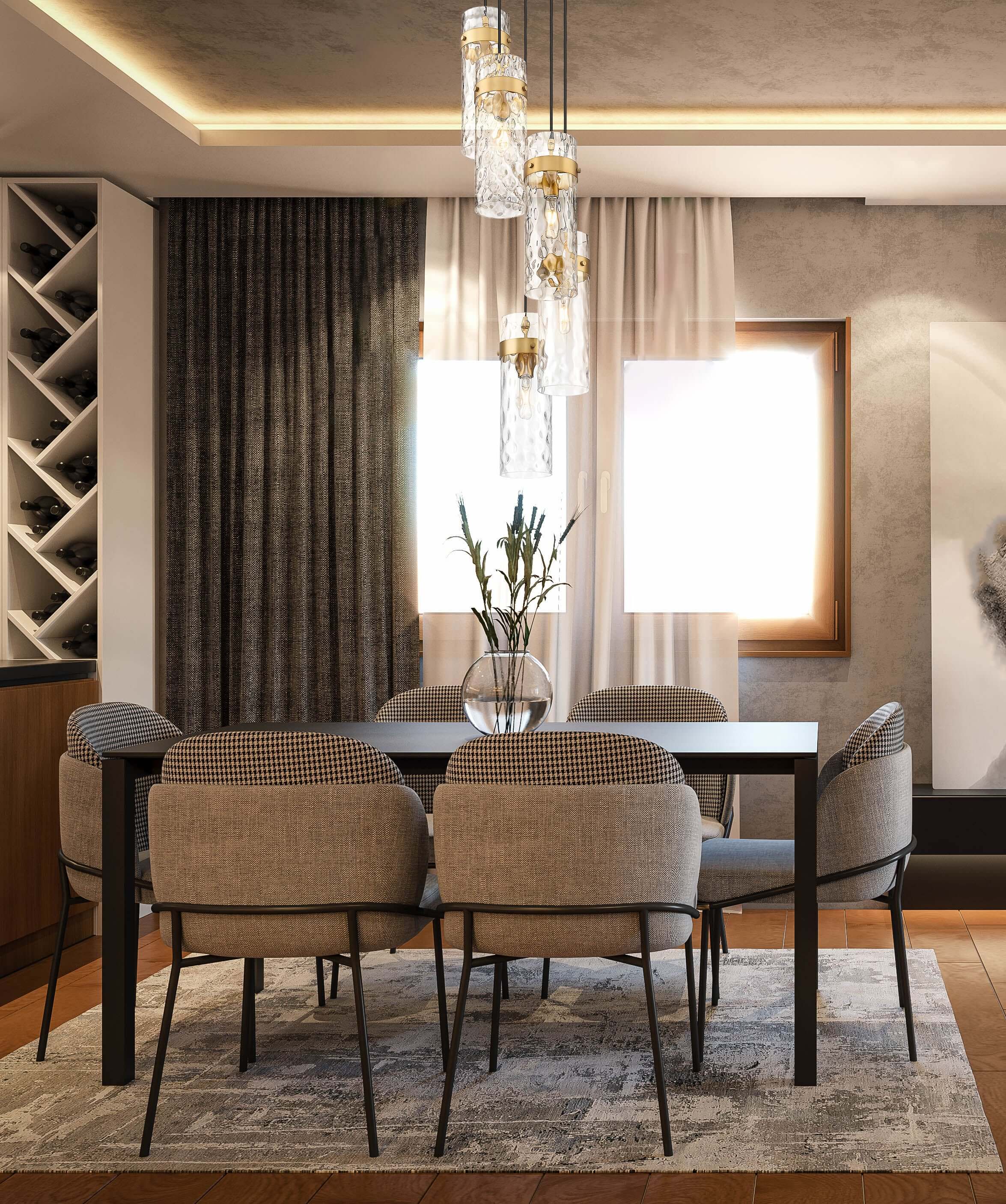 Fontaine 5 Light Chandelier Rubbed Brass