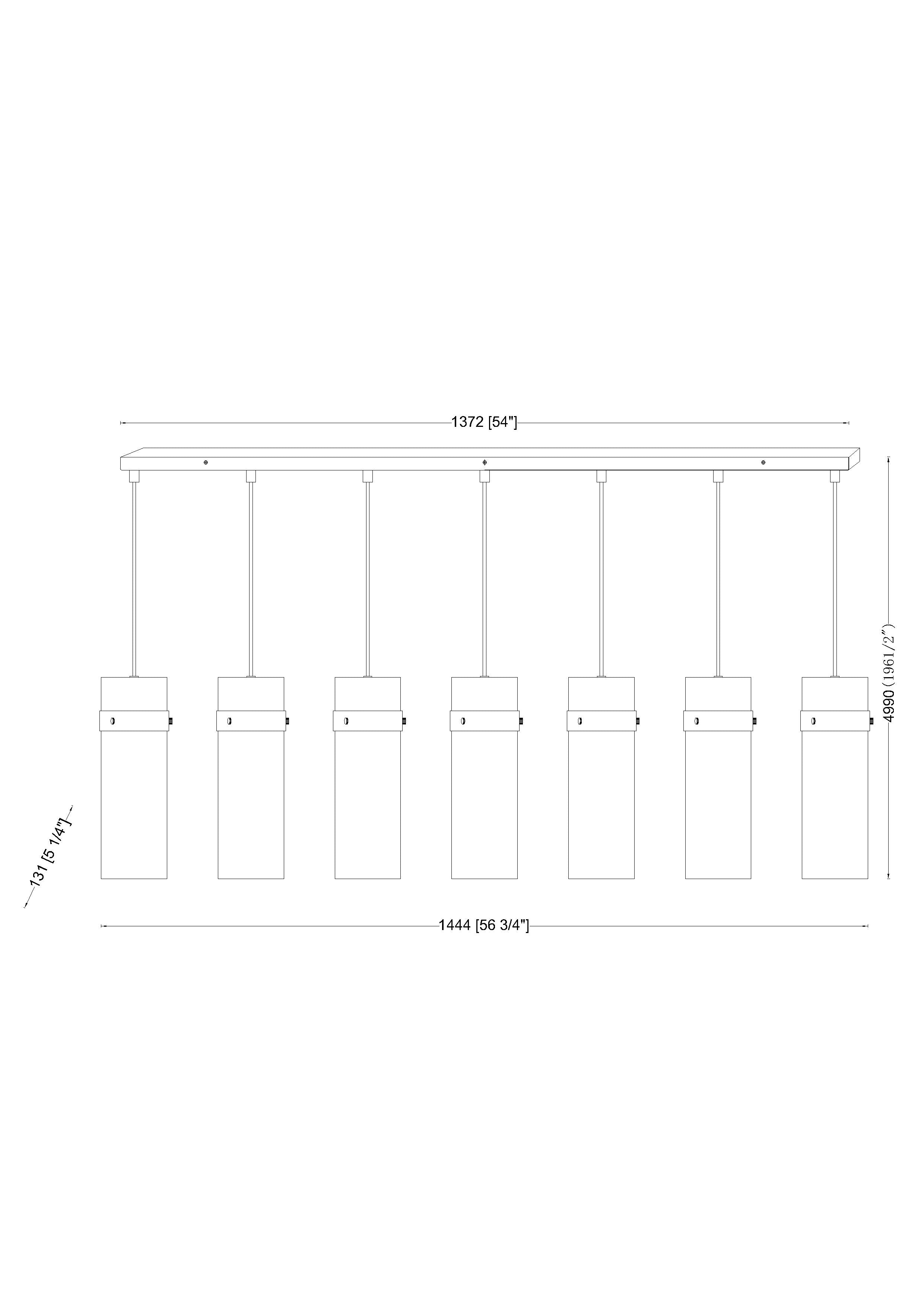 Fontaine 7 Light Linear Chandelier Rubbed Brass