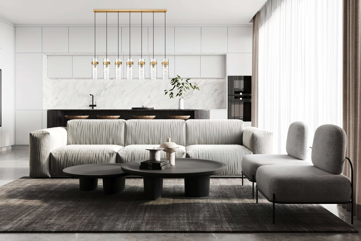 Fontaine 7 Light Linear Chandelier Rubbed Brass