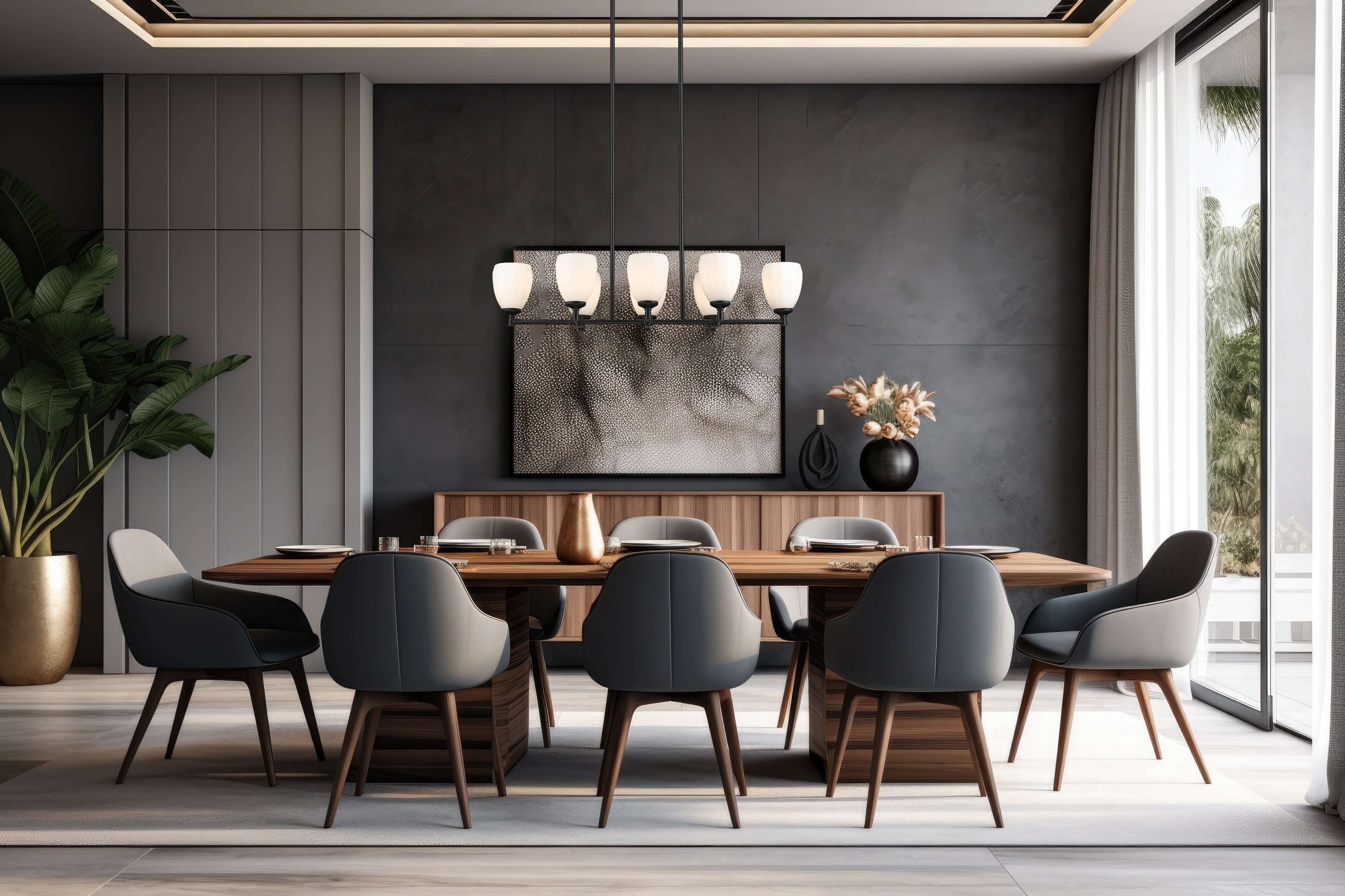 Oren 8 Light Linear Chandelier Matte Black