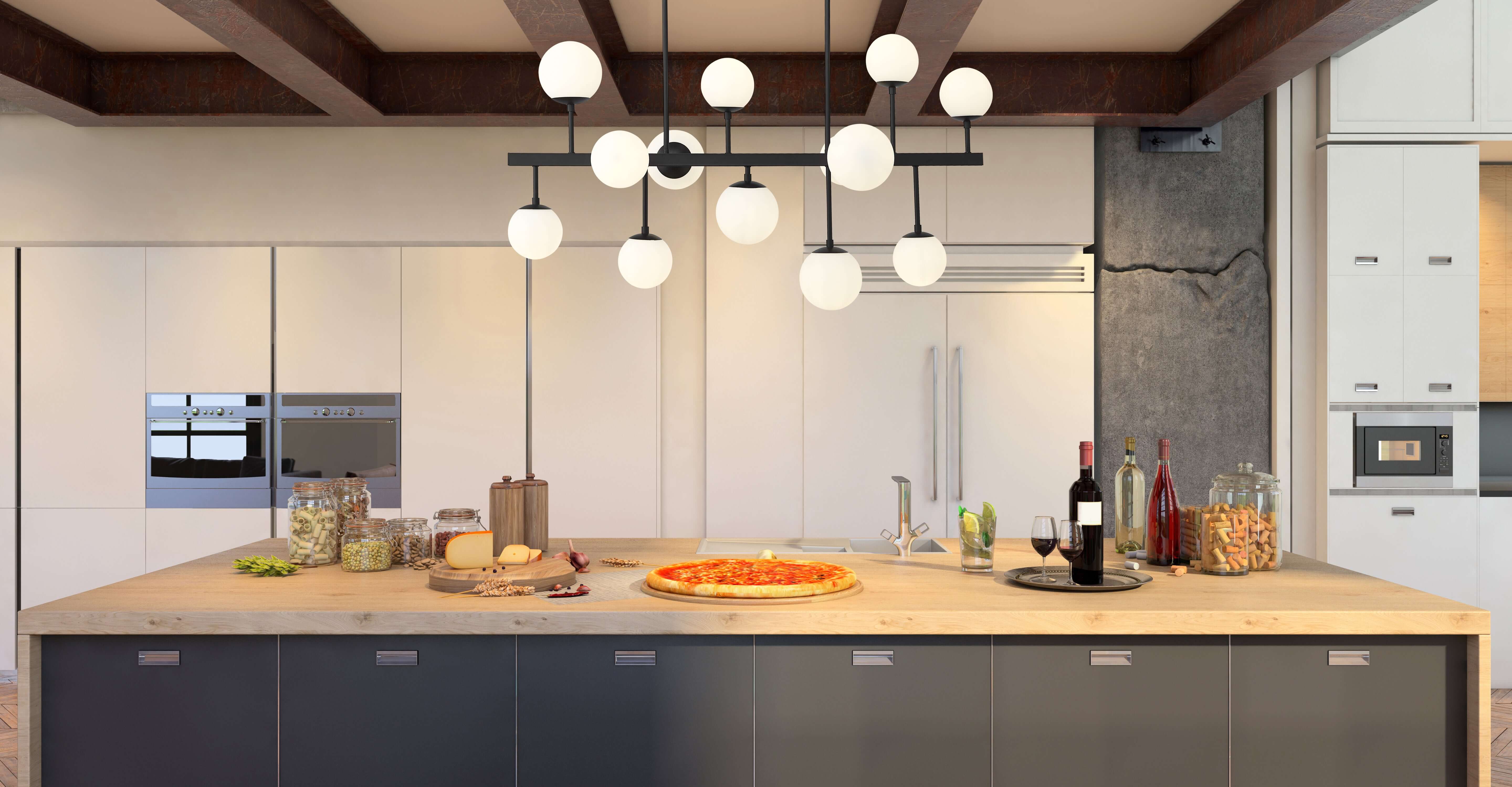 Midnetic 13 Light Linear Chandelier Matte Black