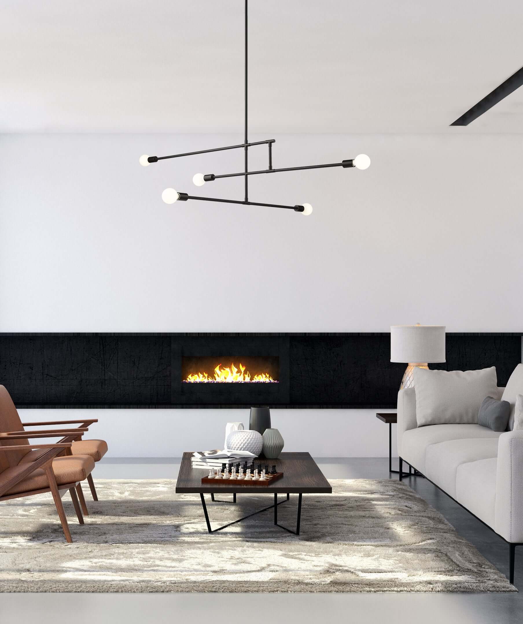 Modernist 5 Light Chandelier Matte Black