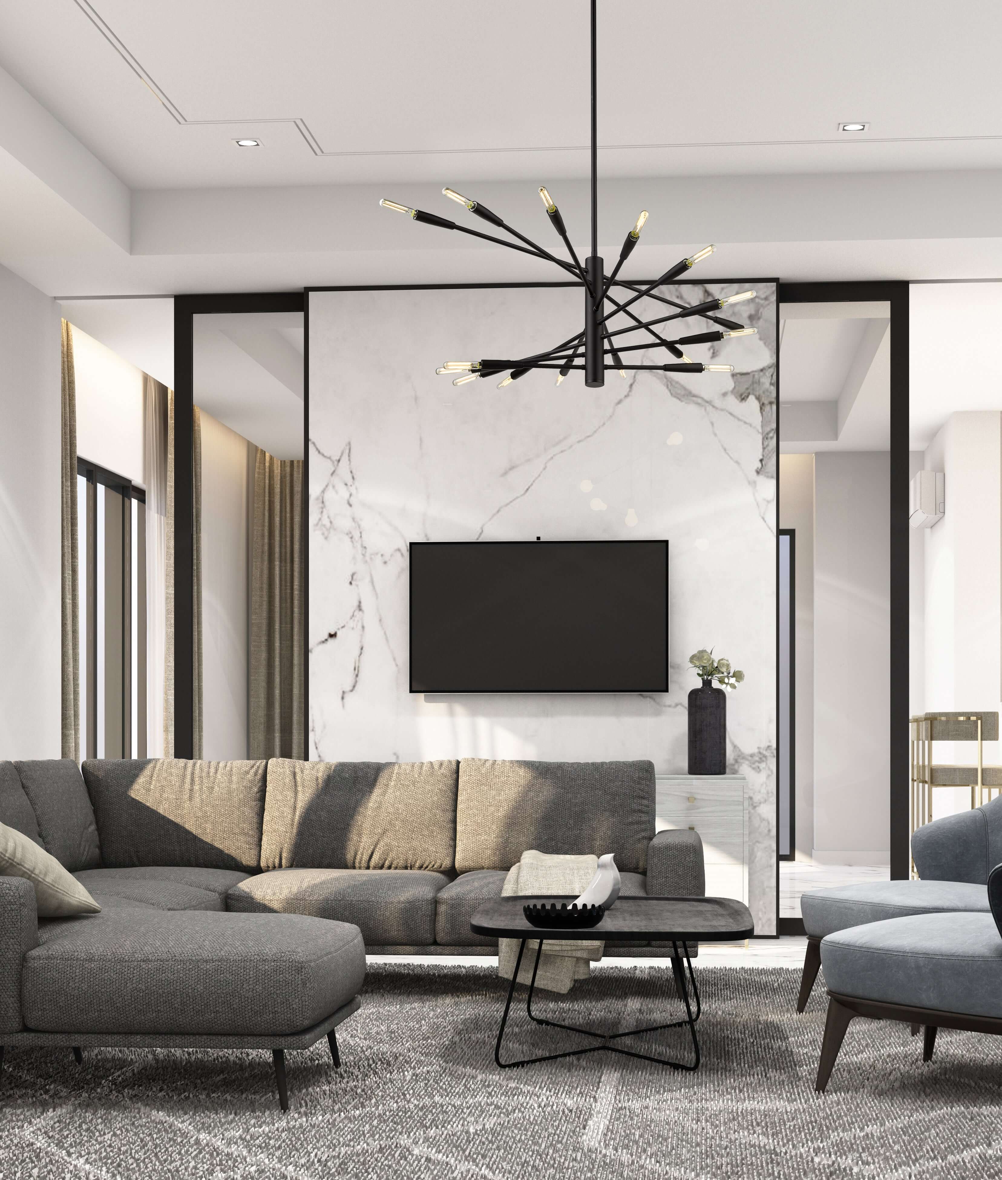 Ascension 16 Light Chandelier Matte Black