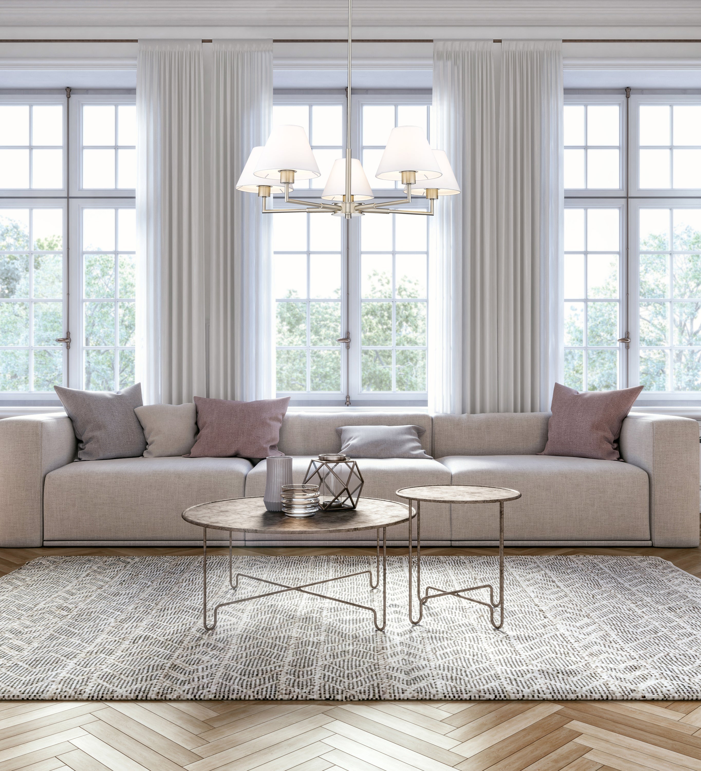 Leila 5 Light Chandelier Brushed Nickel