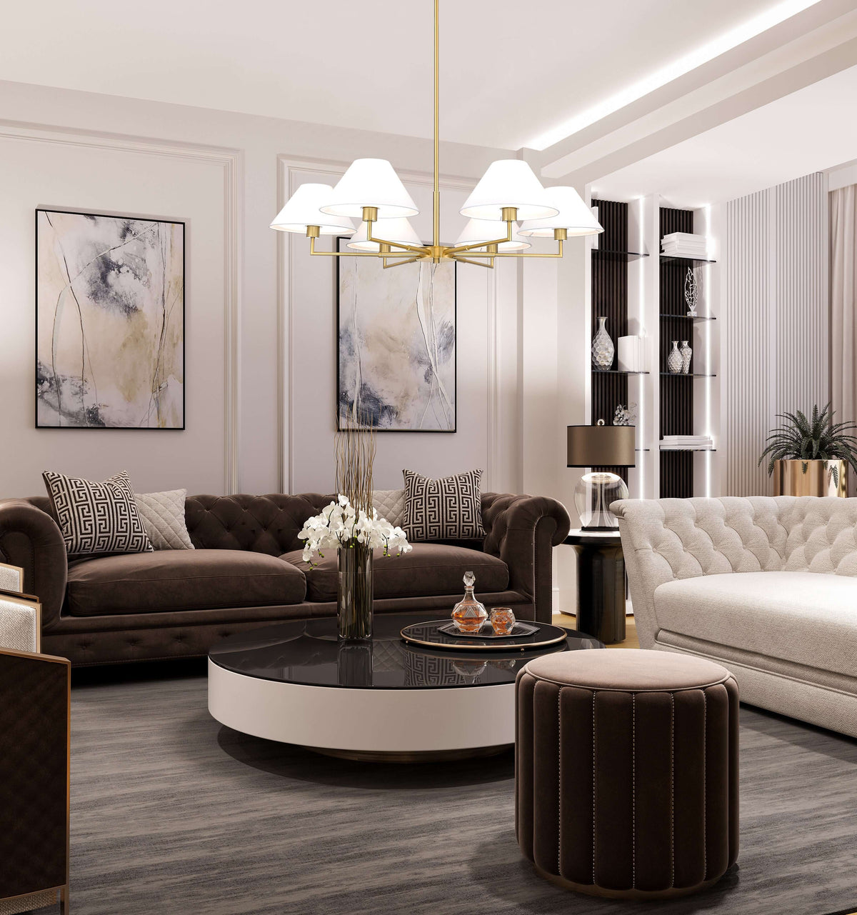 Leila 6 Light Chandelier Luxe Gold