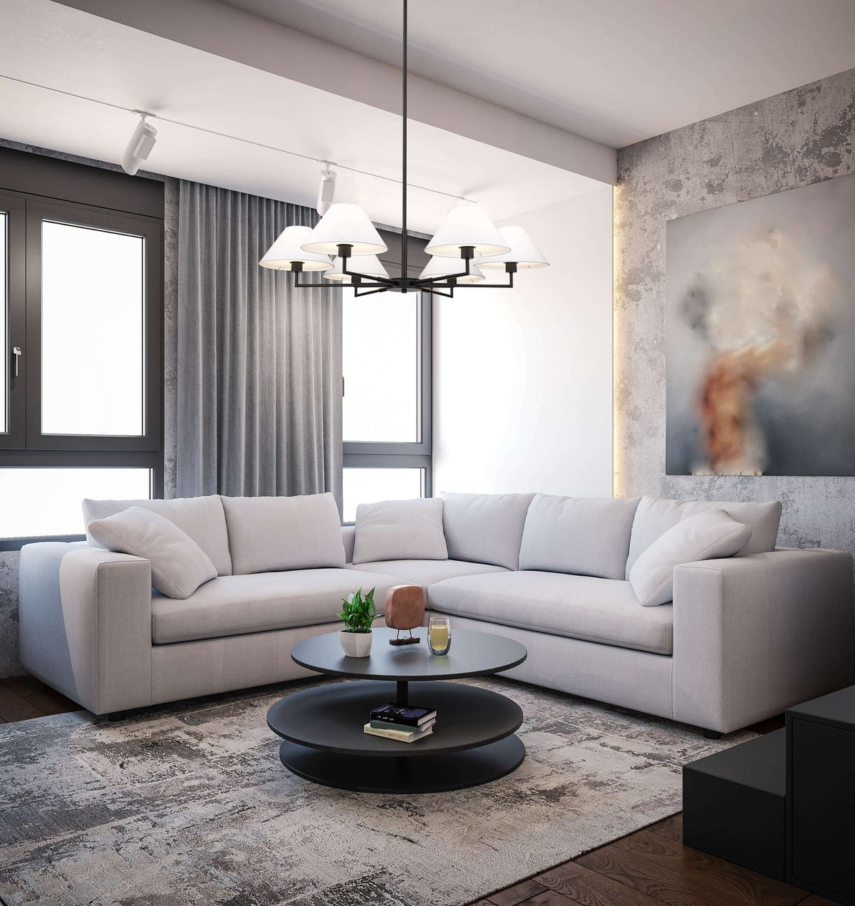 Leila 6 Light Chandelier Matte Black