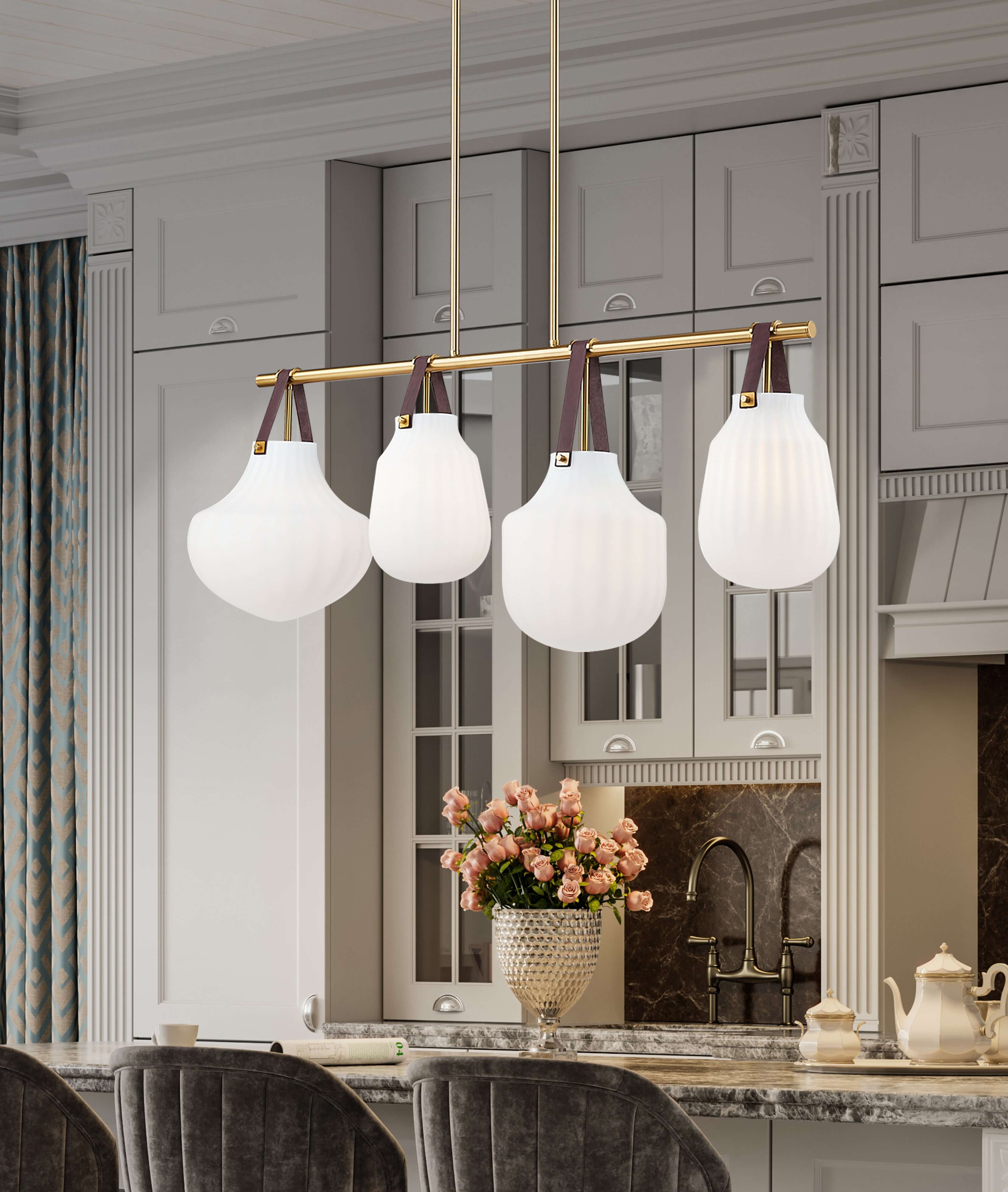 Newbury 4 Light Pendant Modern Gold
