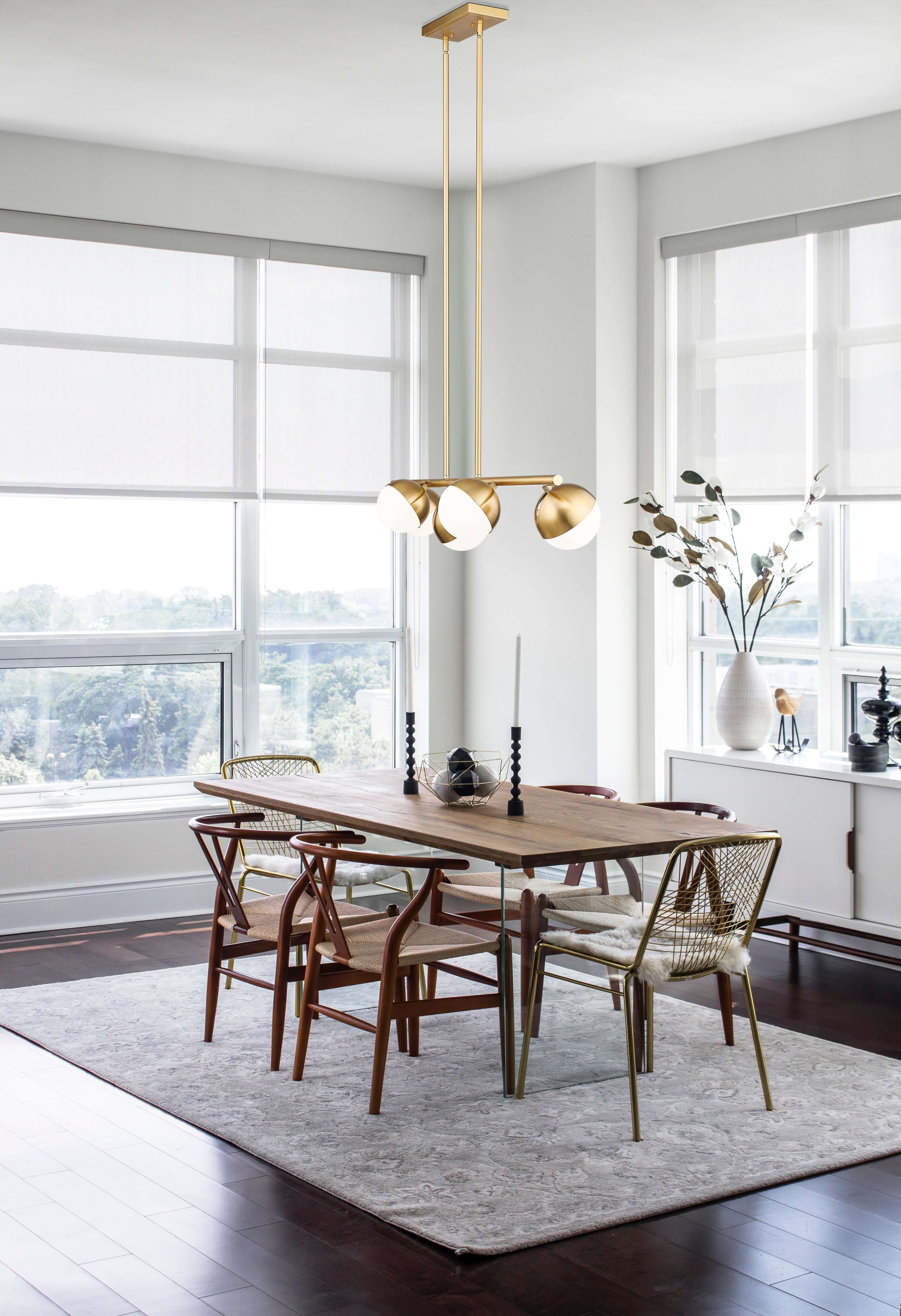 Realm Sphere 5 Light Linear Chandelier Modern Gold