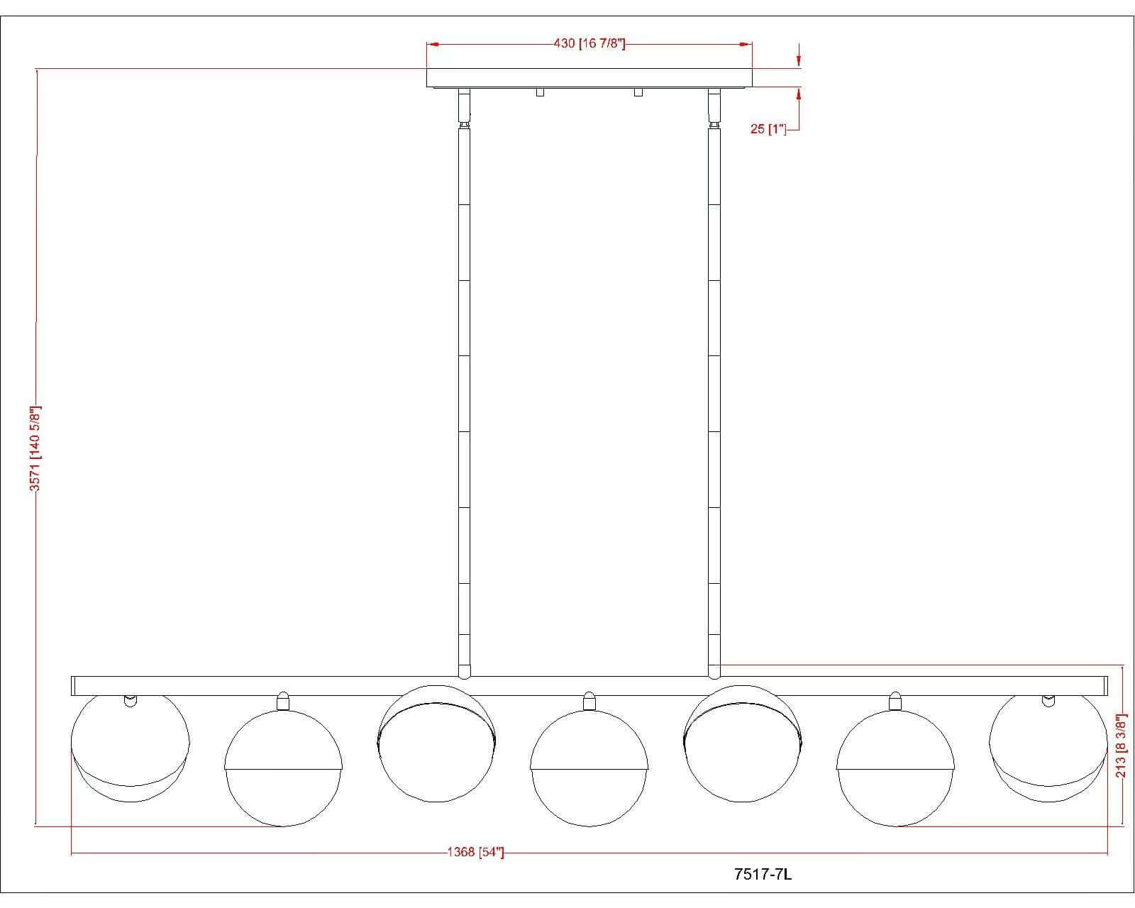 Realm Sphere 7 Light Linear Chandelier Modern Gold