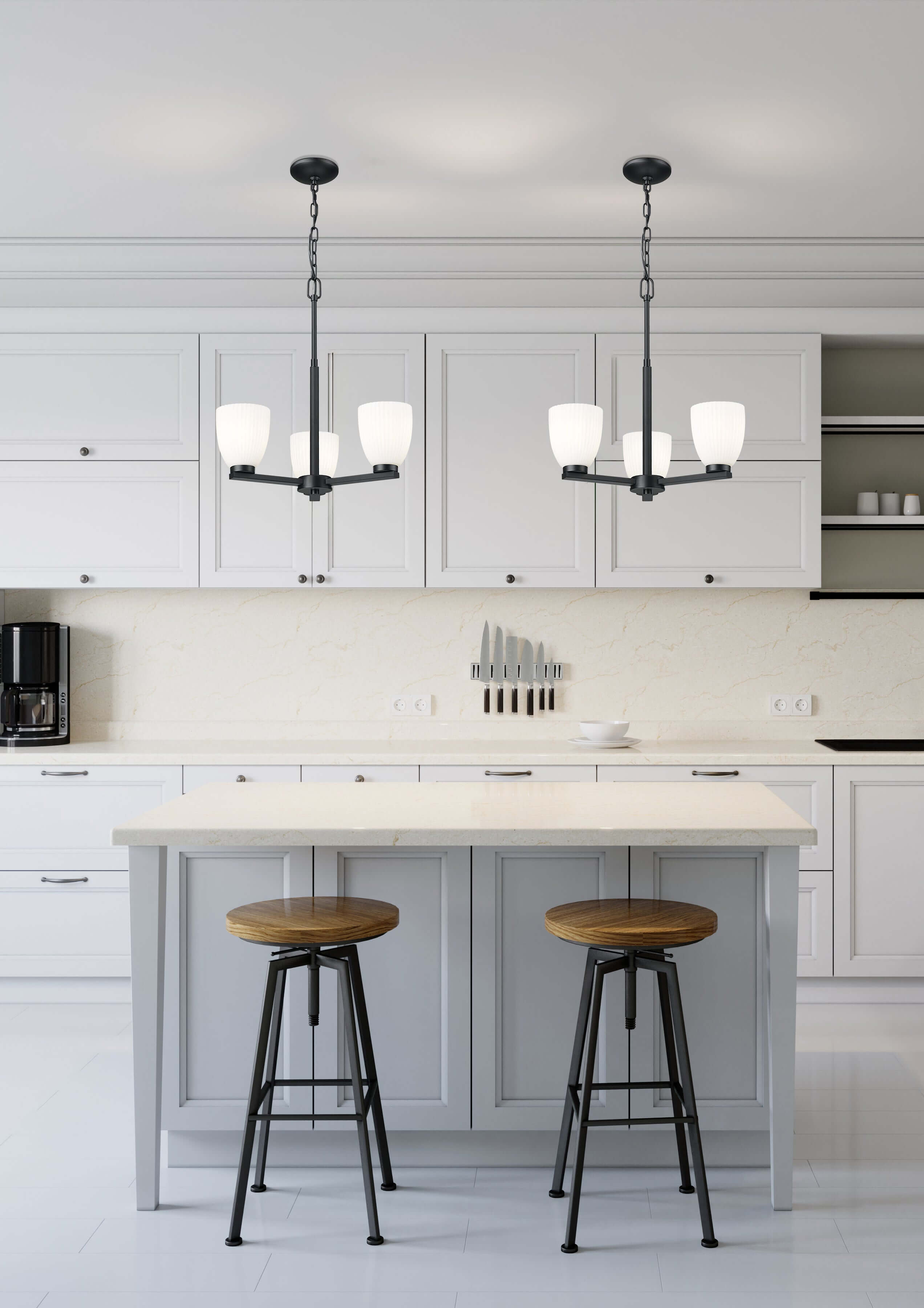 Naya 3 Light Chandelier Matte Black