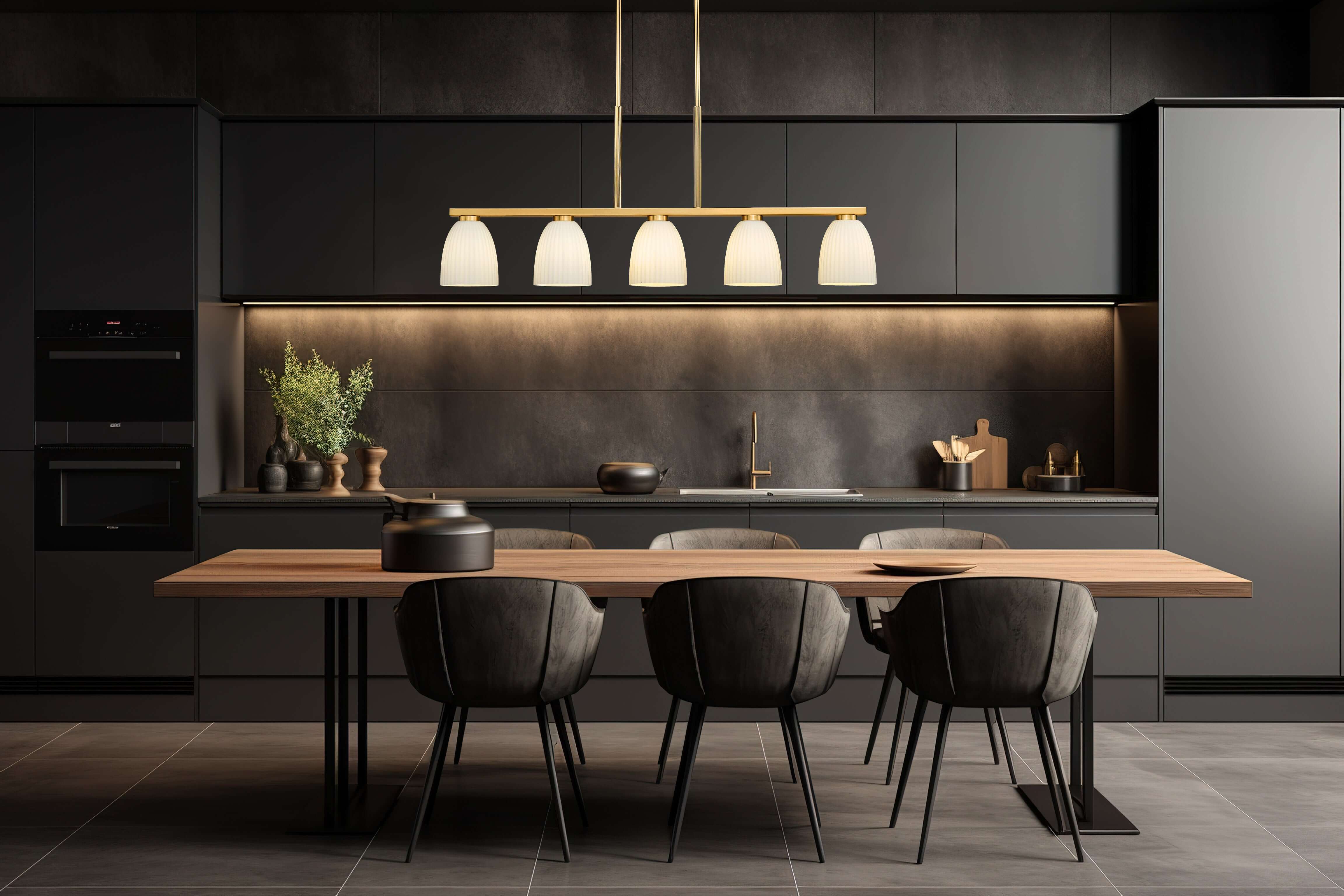 Naya 5 Light Linear Chandelier Modern Gold