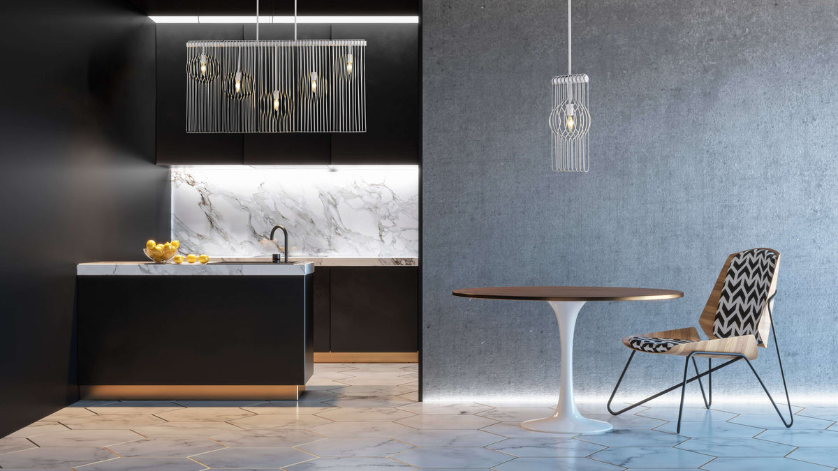 Contour 5 Light Linear Chandelier White