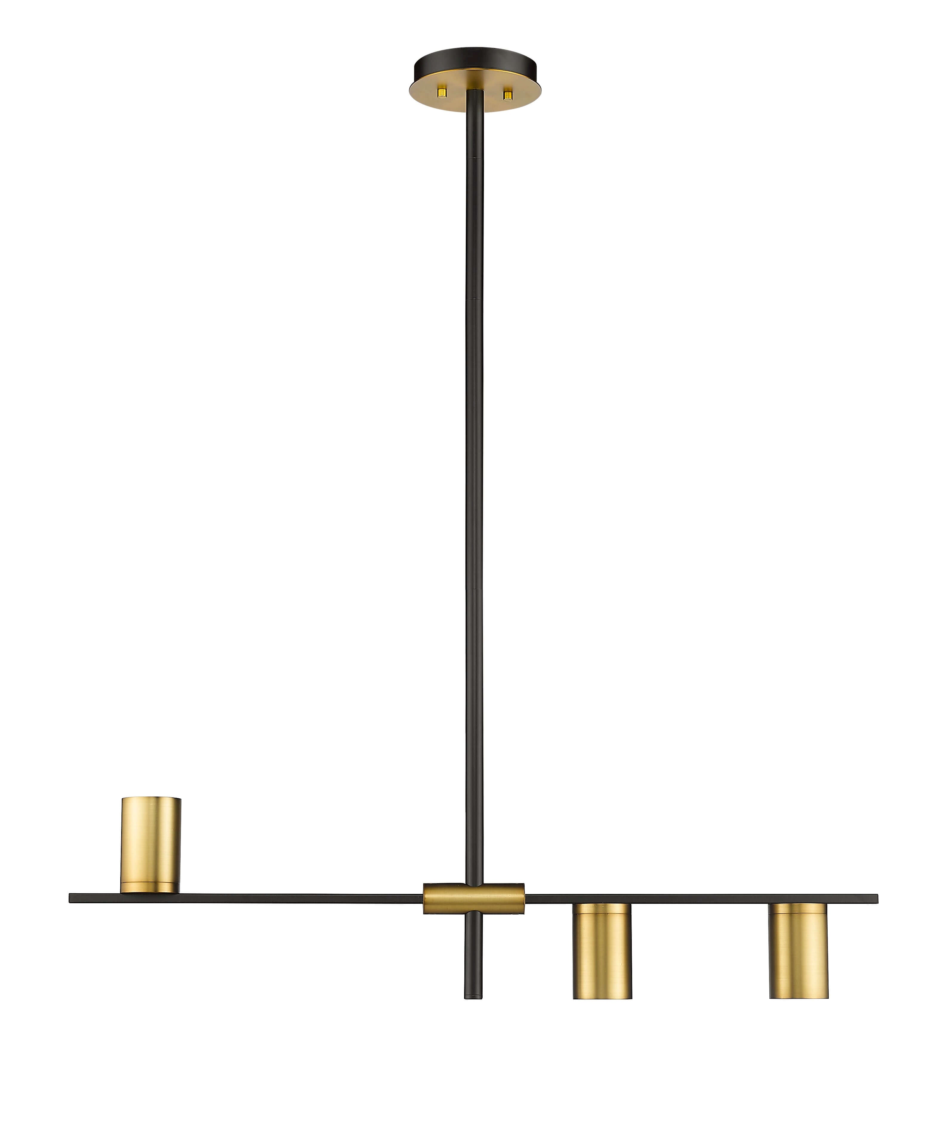 Calumet 3 Light Linear Chandelier Matte Black + Olde Brass