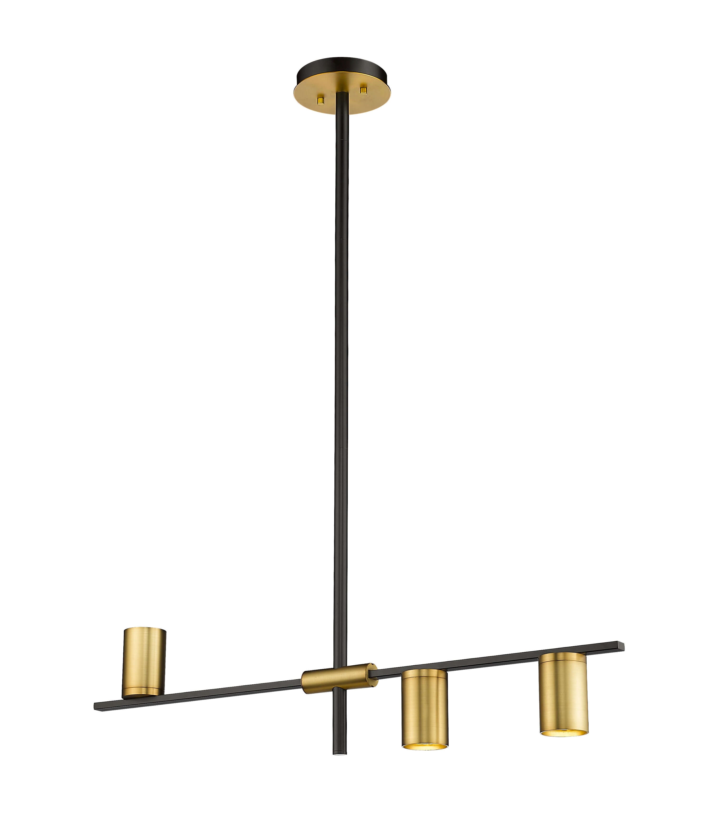 Calumet 3 Light Linear Chandelier Matte Black + Olde Brass