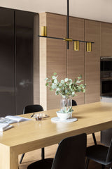 Calumet 3 Light Linear Chandelier Matte Black + Olde Brass