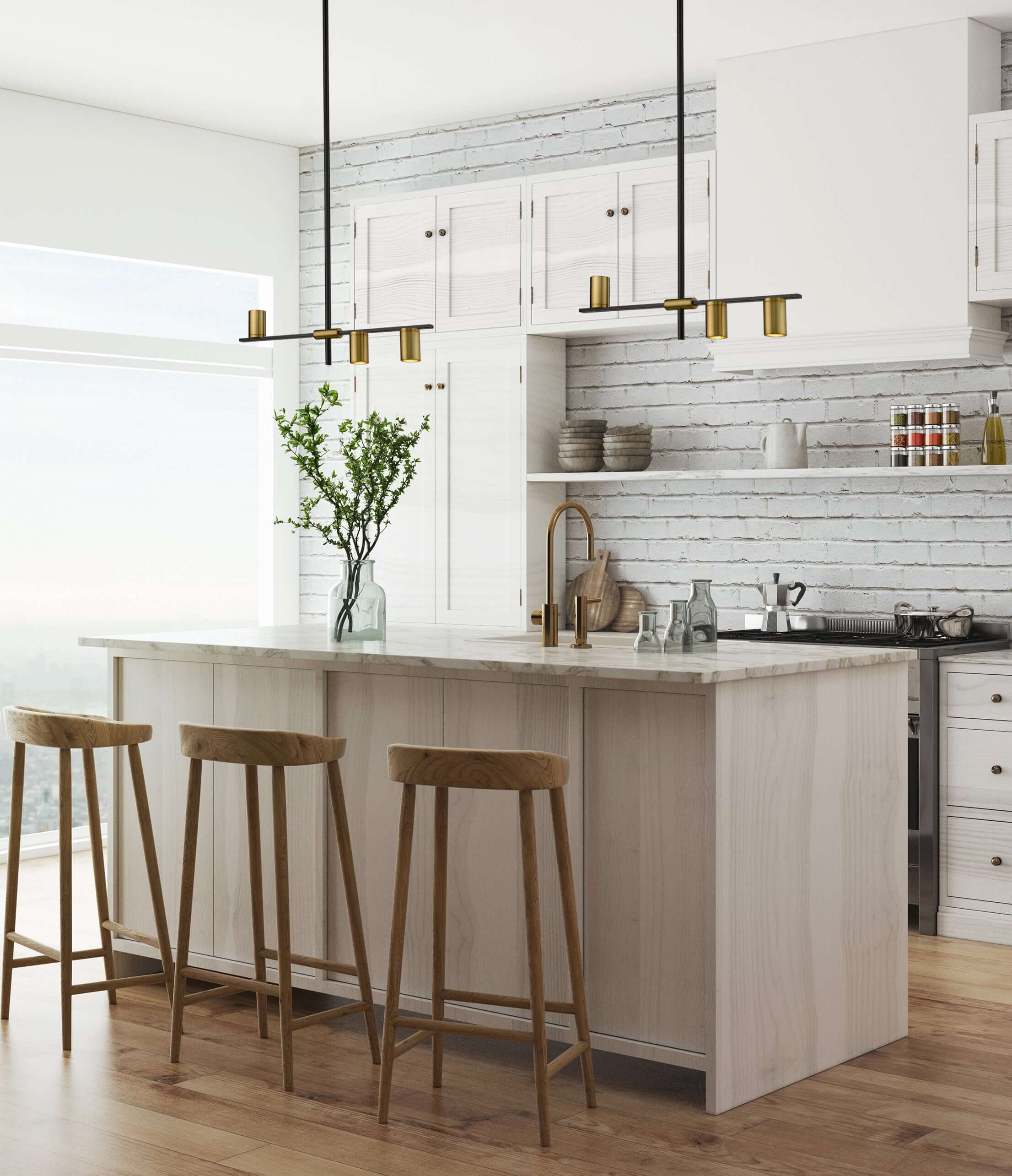 Calumet 3 Light Linear Chandelier Matte Black + Olde Brass