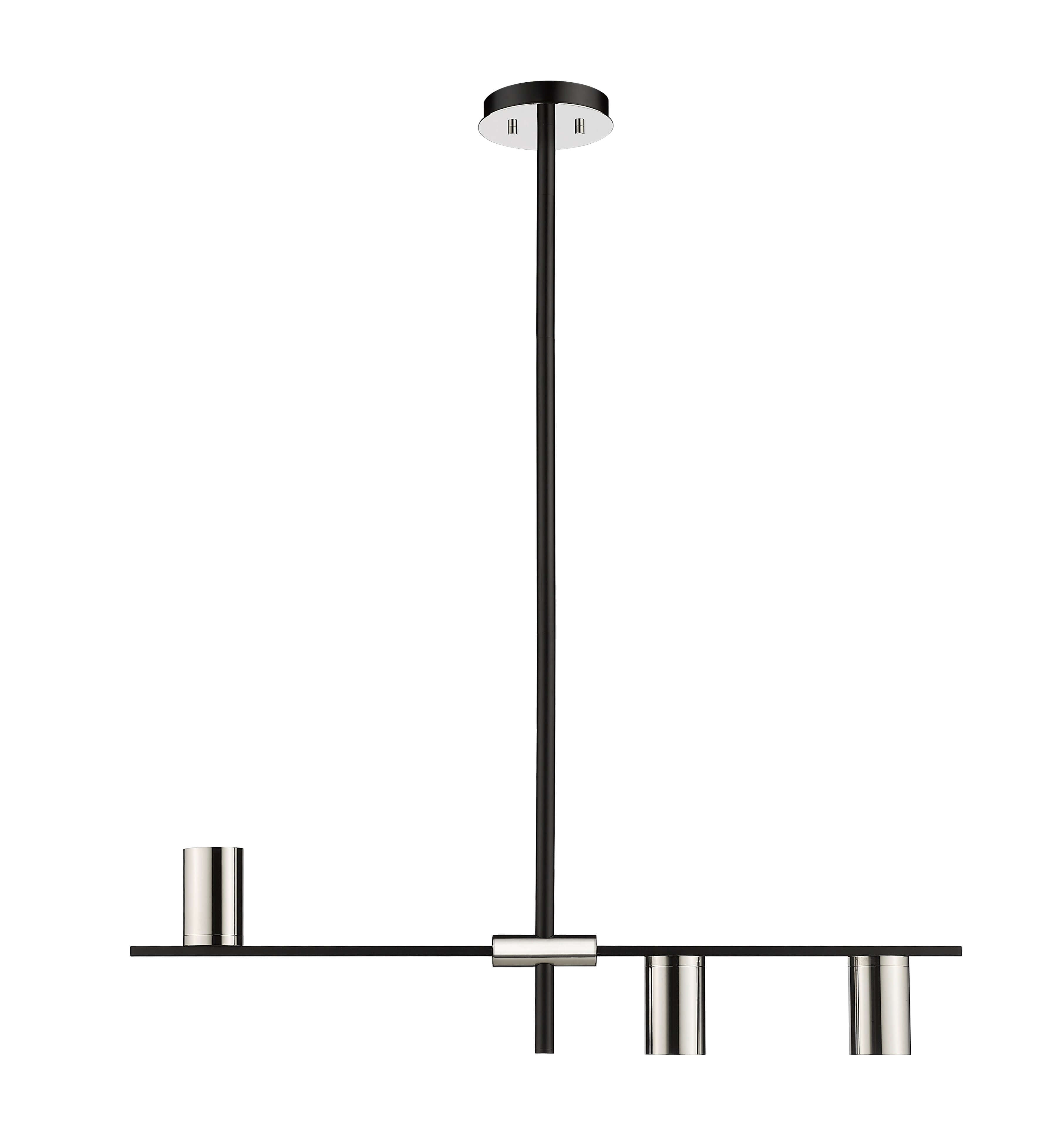 Calumet GU10 3 Light Linear Chandelier Matte Black + Polished Nickel